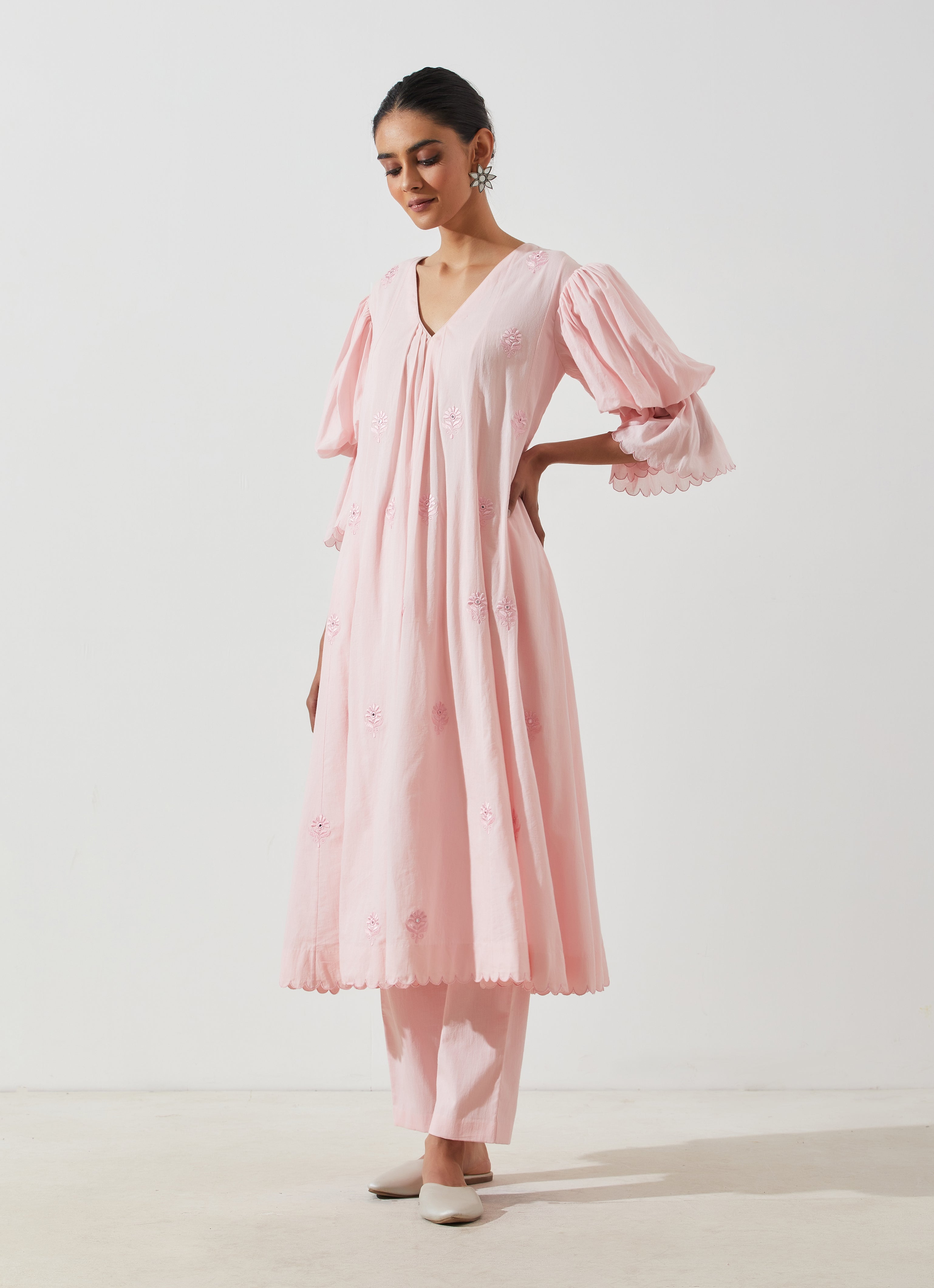 Label Earthen - Gul Asharfi Blush Pink Kurta Set