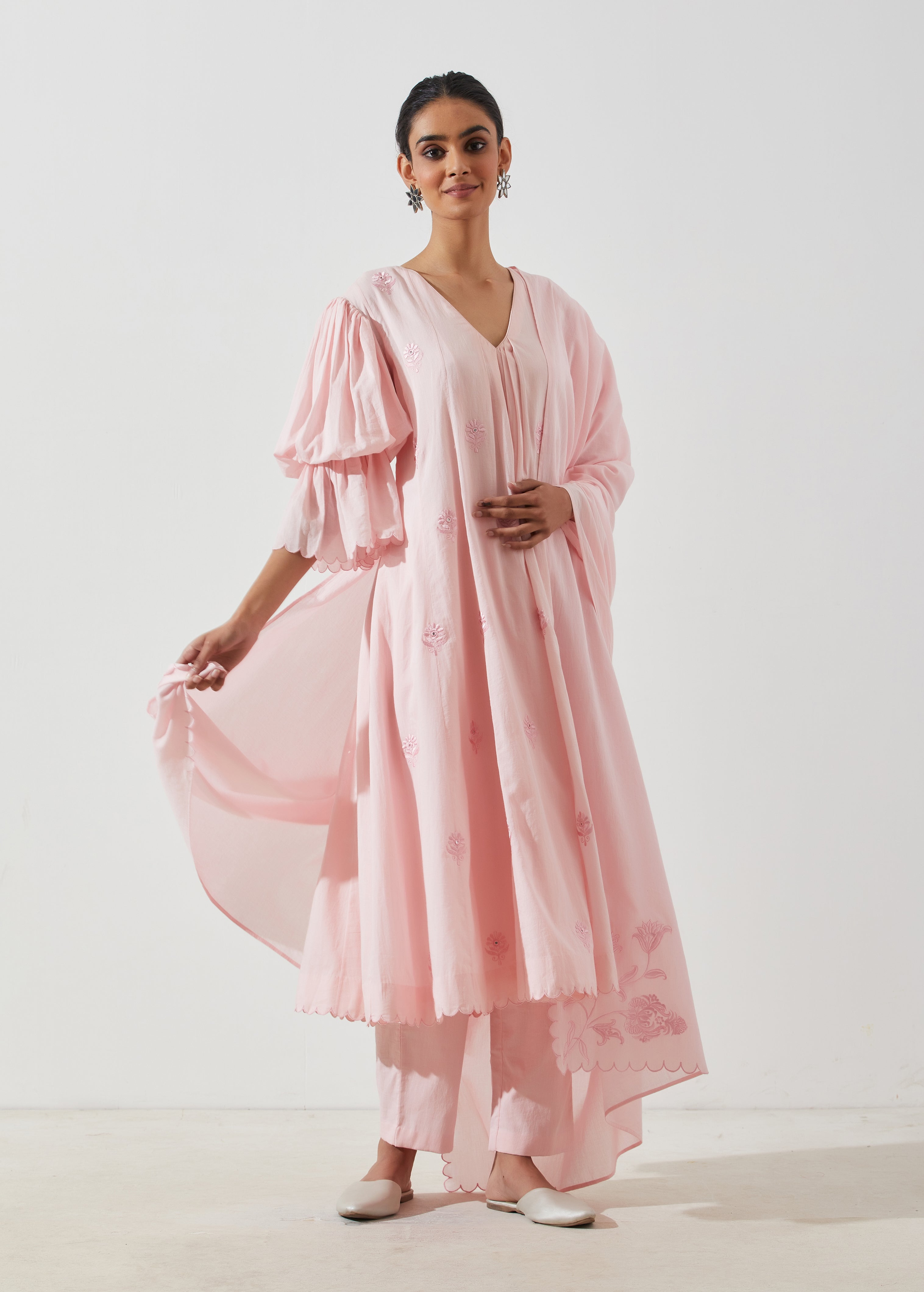 Label Earthen - Gul Asharfi Blush Pink Kurta Set