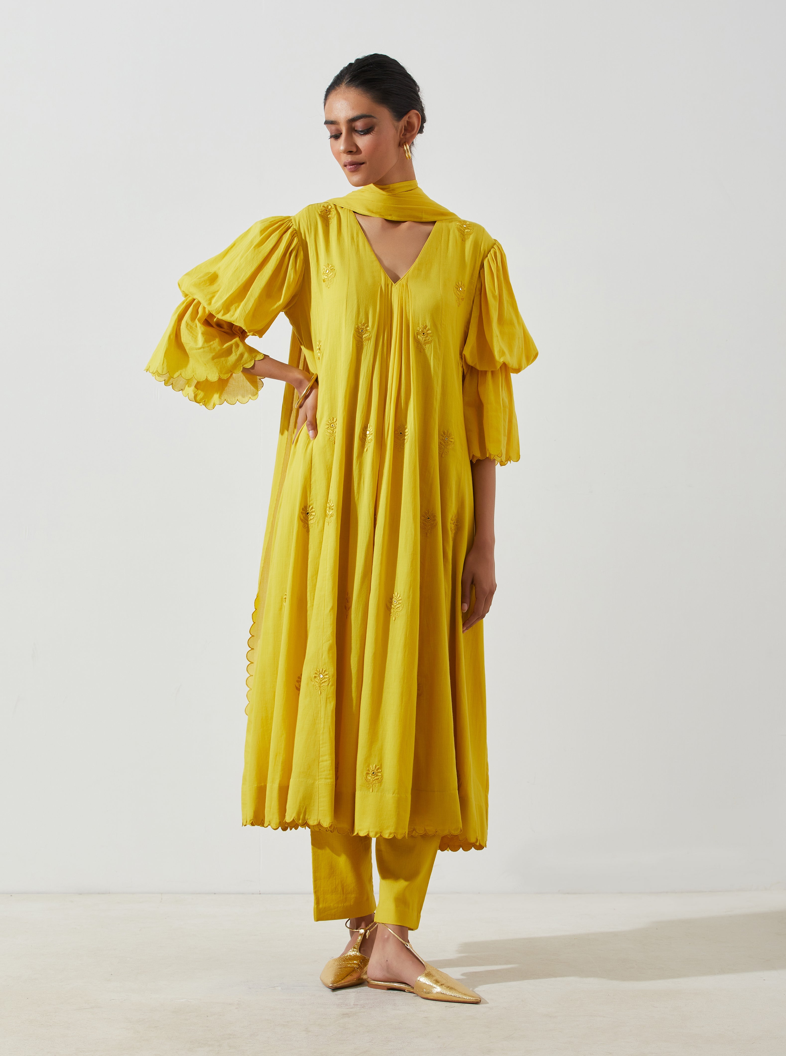 Label Earthen - Kaner Mustard Kurta Set