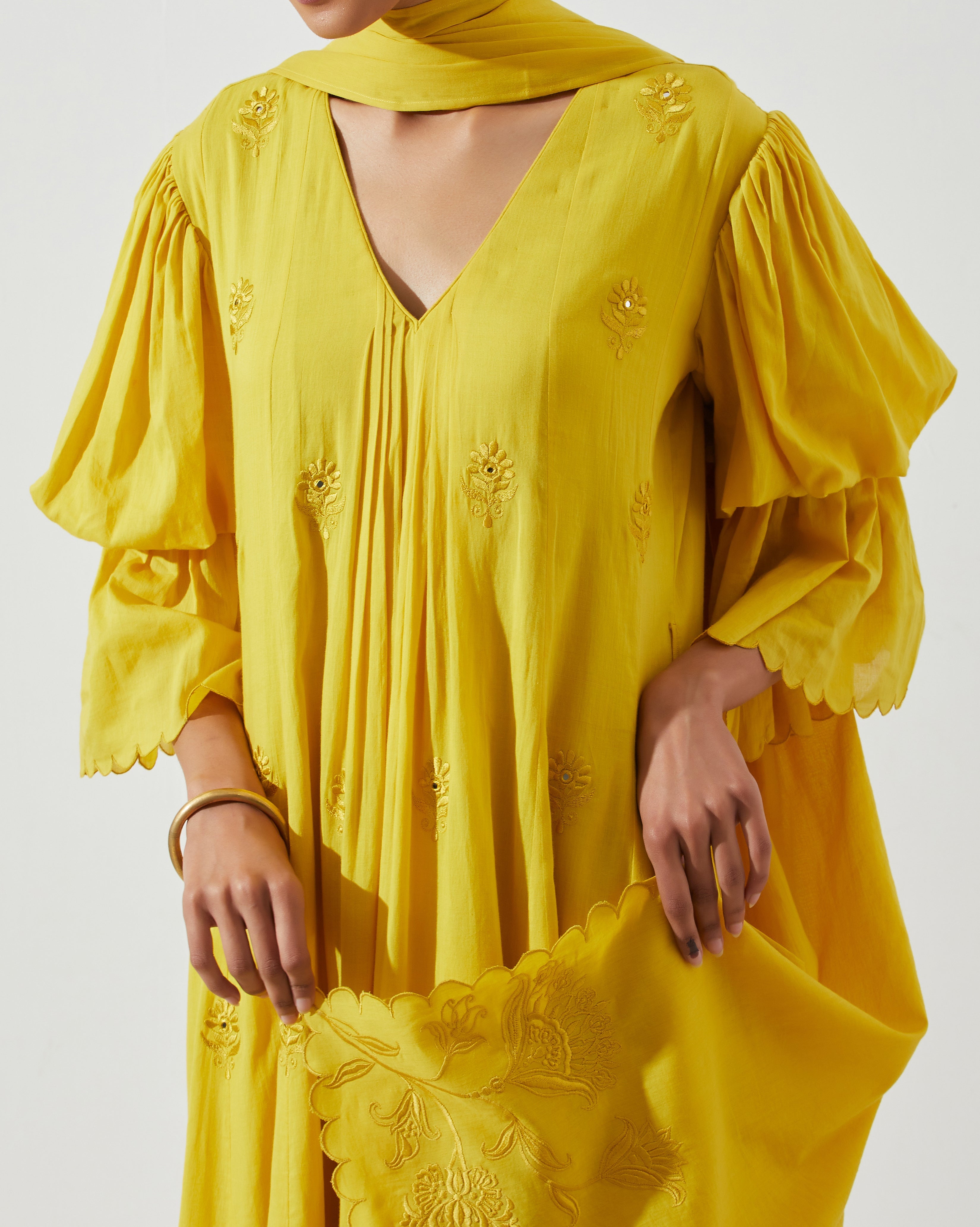 Label Earthen - Kaner Mustard Kurta Set