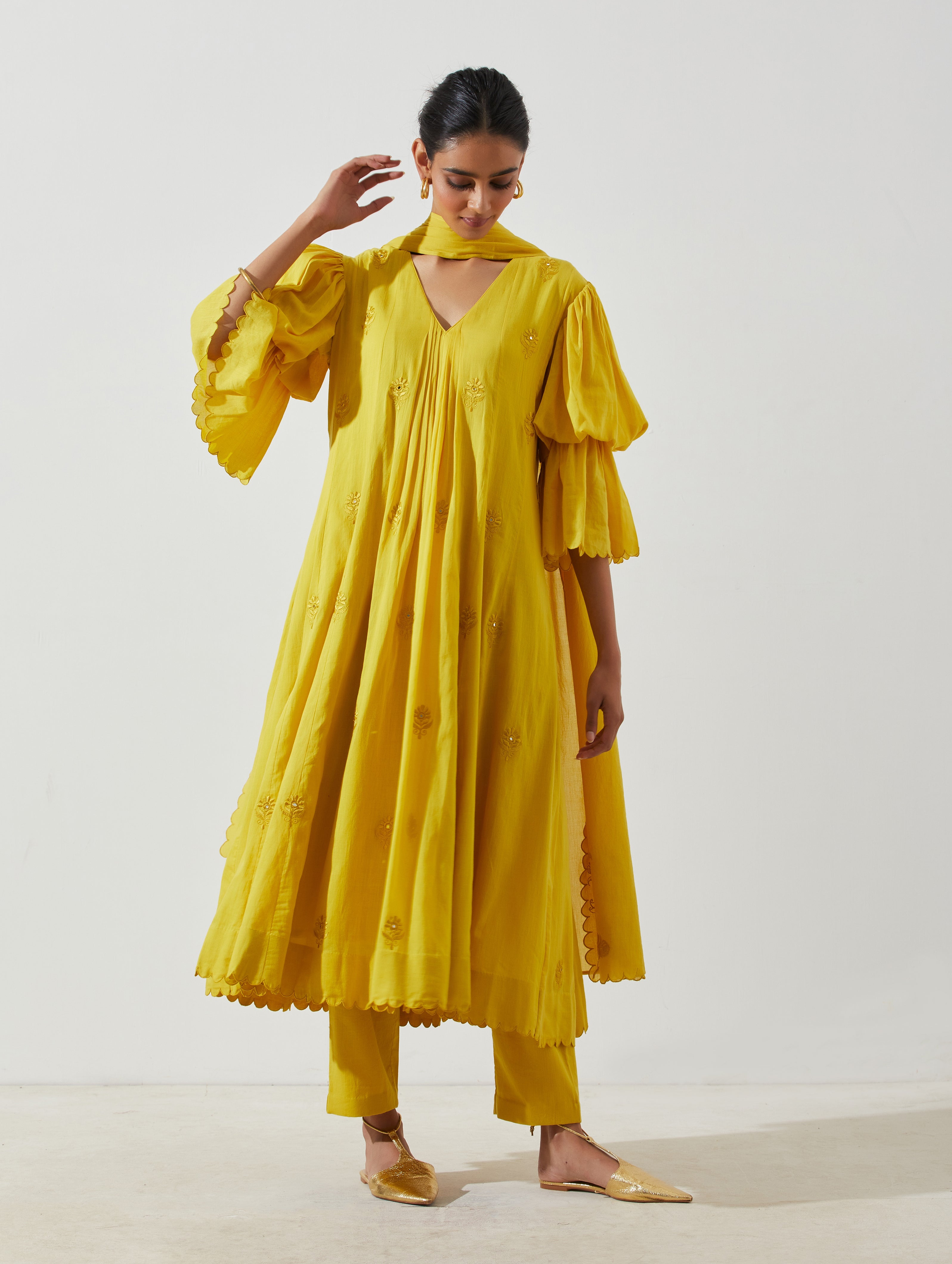 Label Earthen - Kaner Mustard Kurta Set