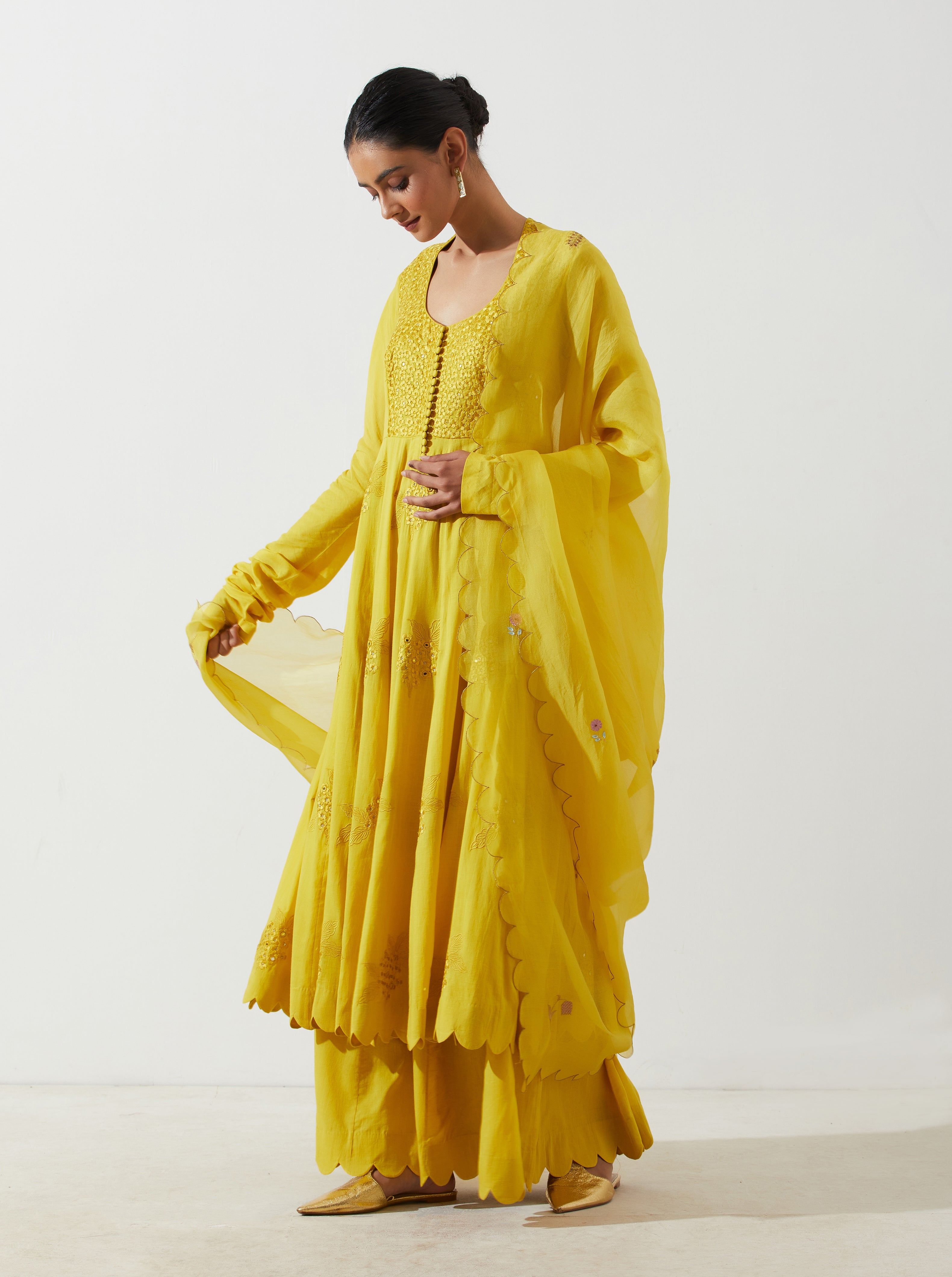 Label Earthen - Amaltaas Kali Mustard Kurta Set