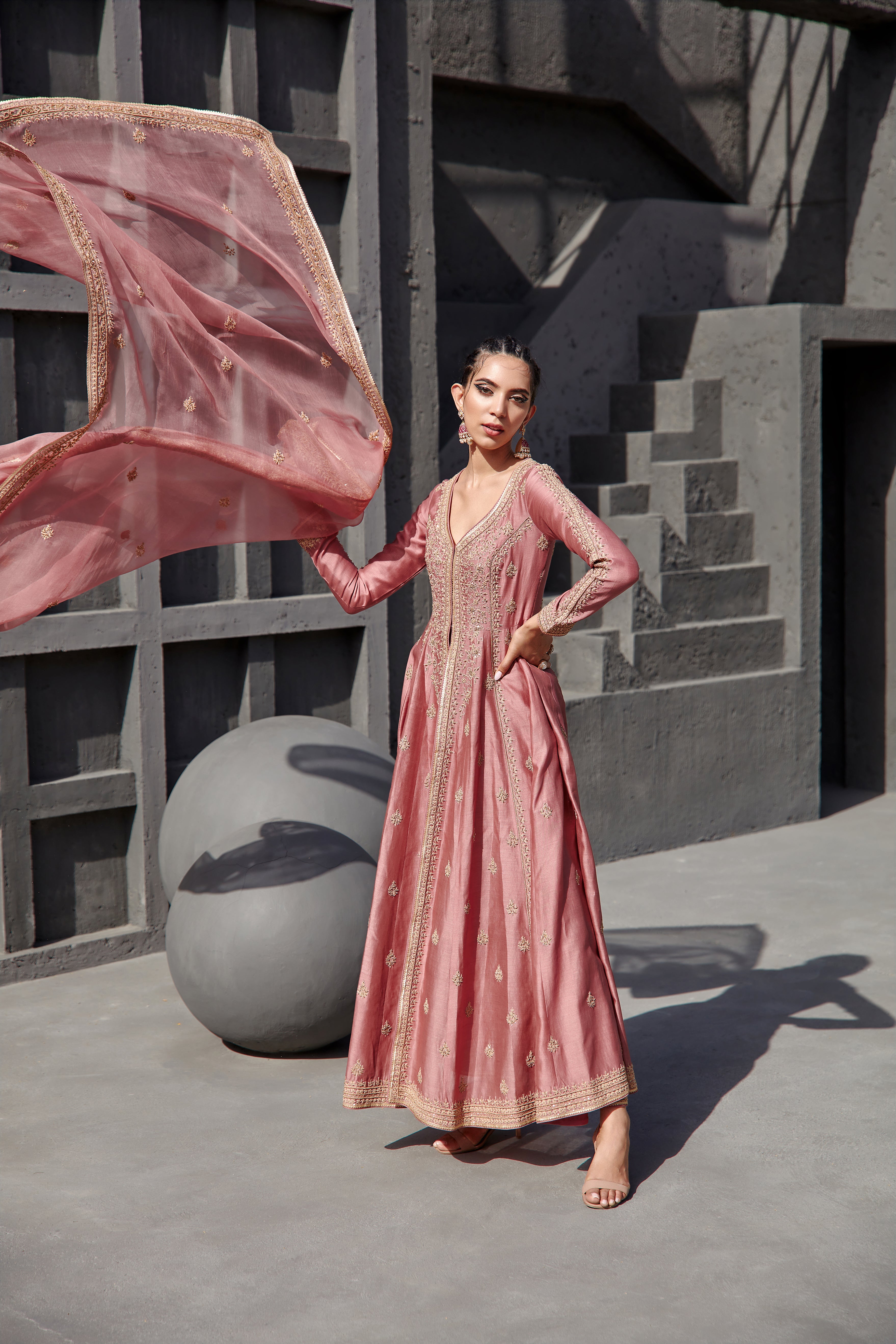 Jigar Mali - Aurora Pink Anarkali Set