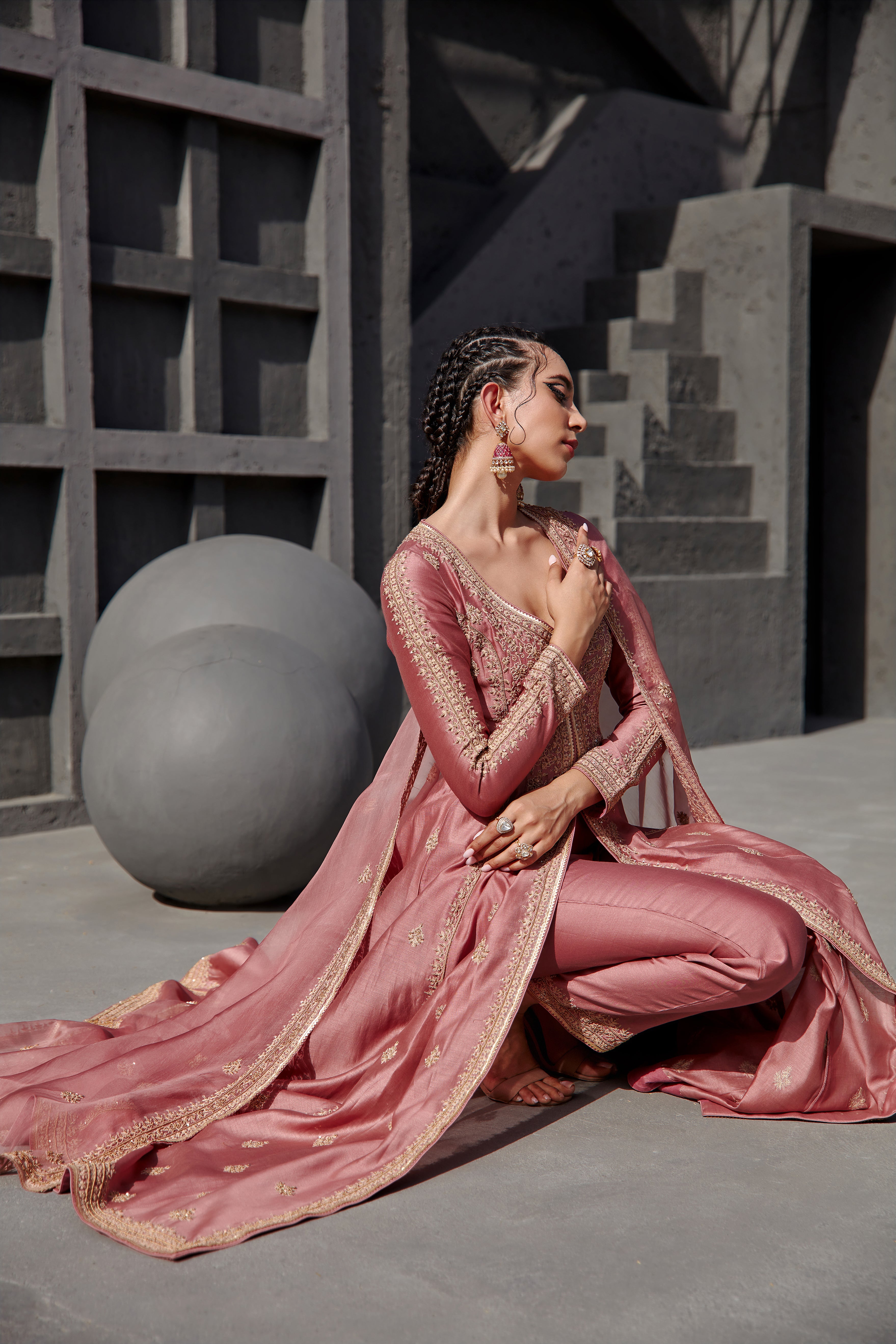 Jigar Mali - Aurora Pink Anarkali Set