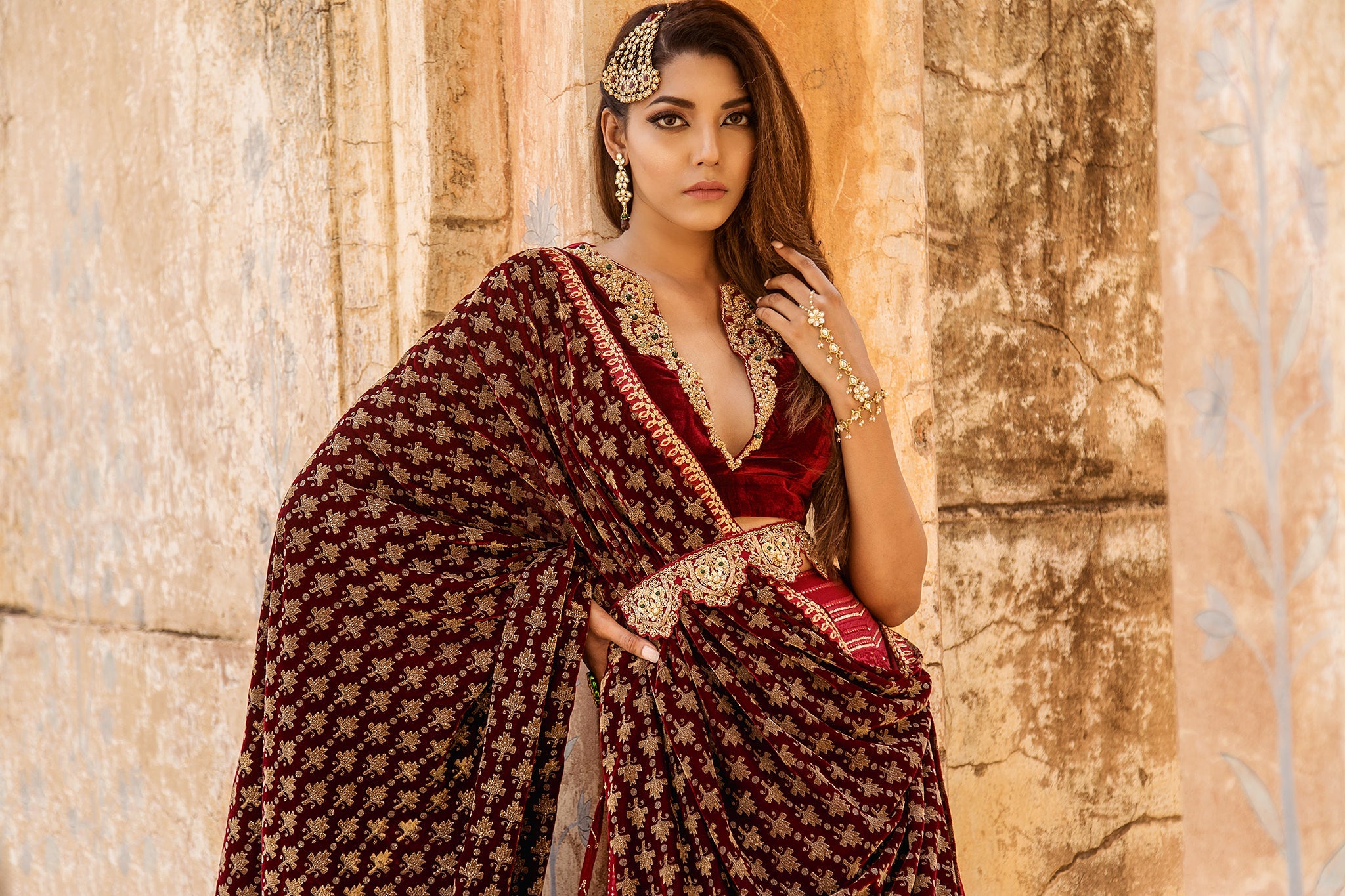 Soniya G - Red Lucknowi Chikankari Lehenga Set