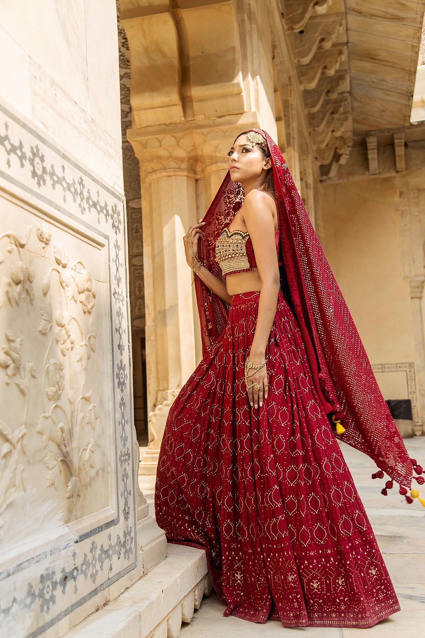 Soniya G - Embroidered Lucknowi Chikankari Lehenga Set