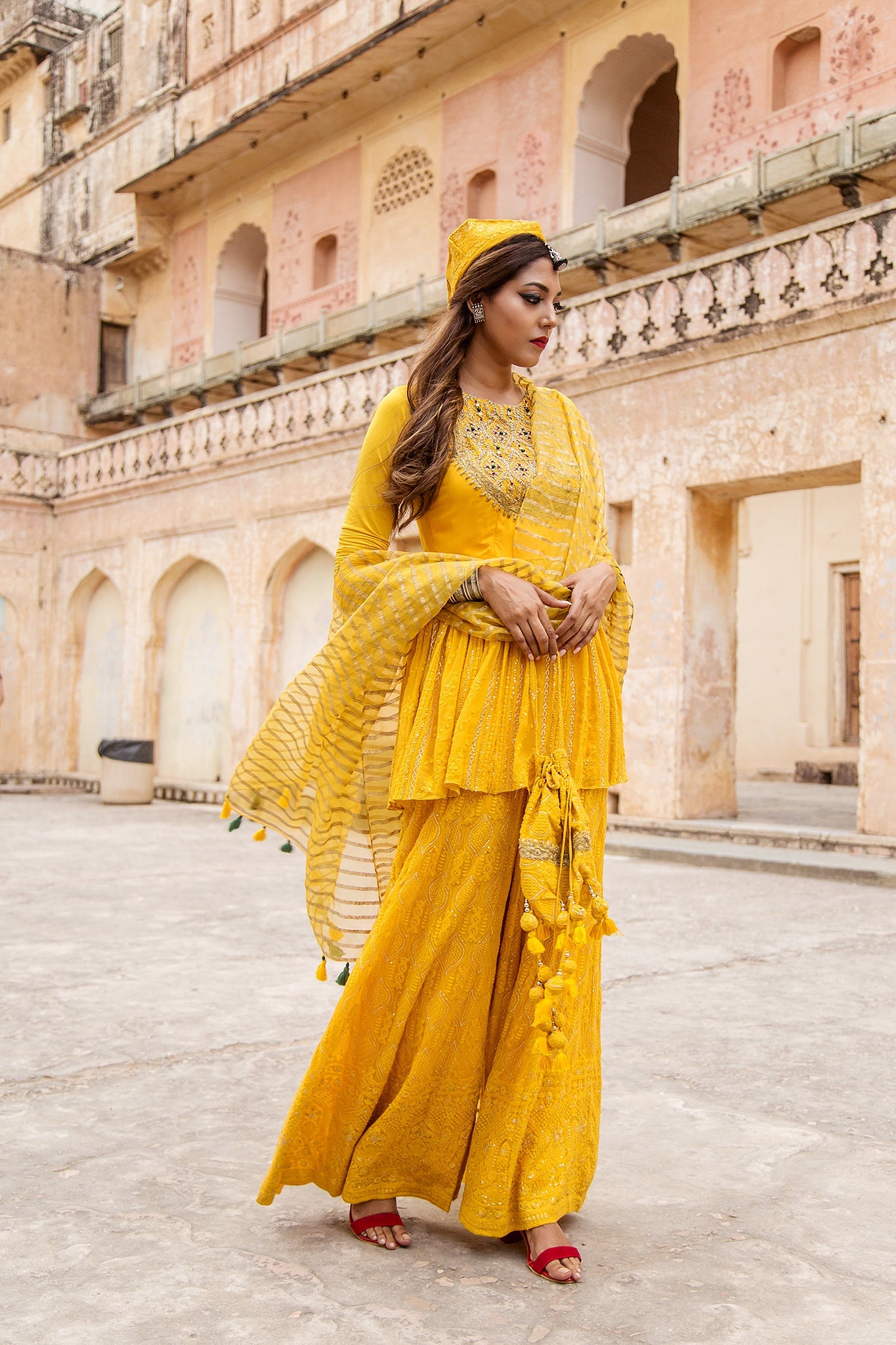 Soniya G - Peplum Top Kurti Paired With Palazzo Set