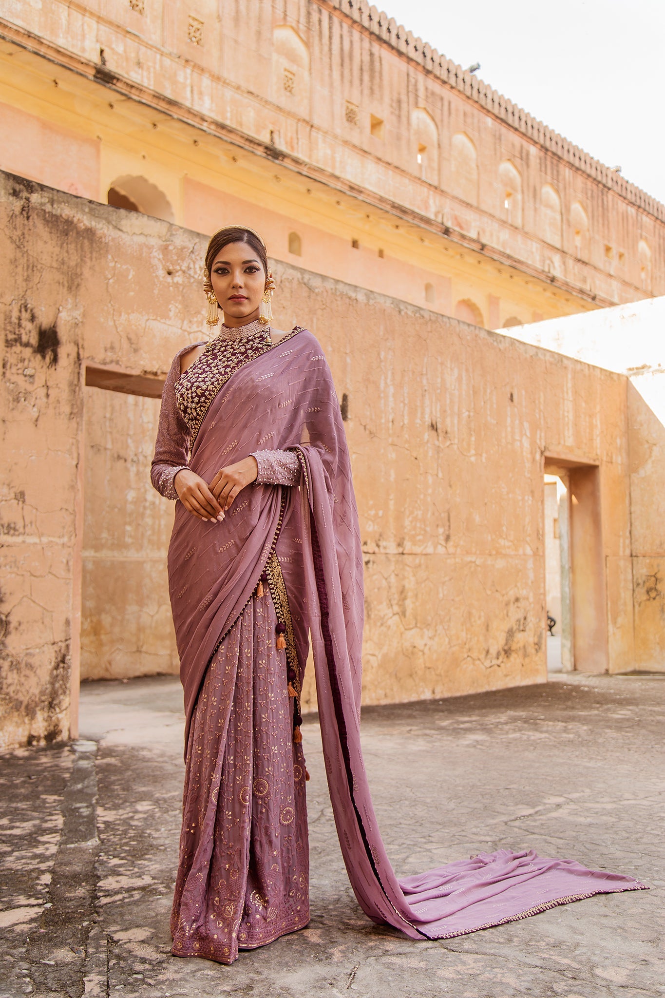 Soniya G - Lucknowi Chikankari Drape Saree Set