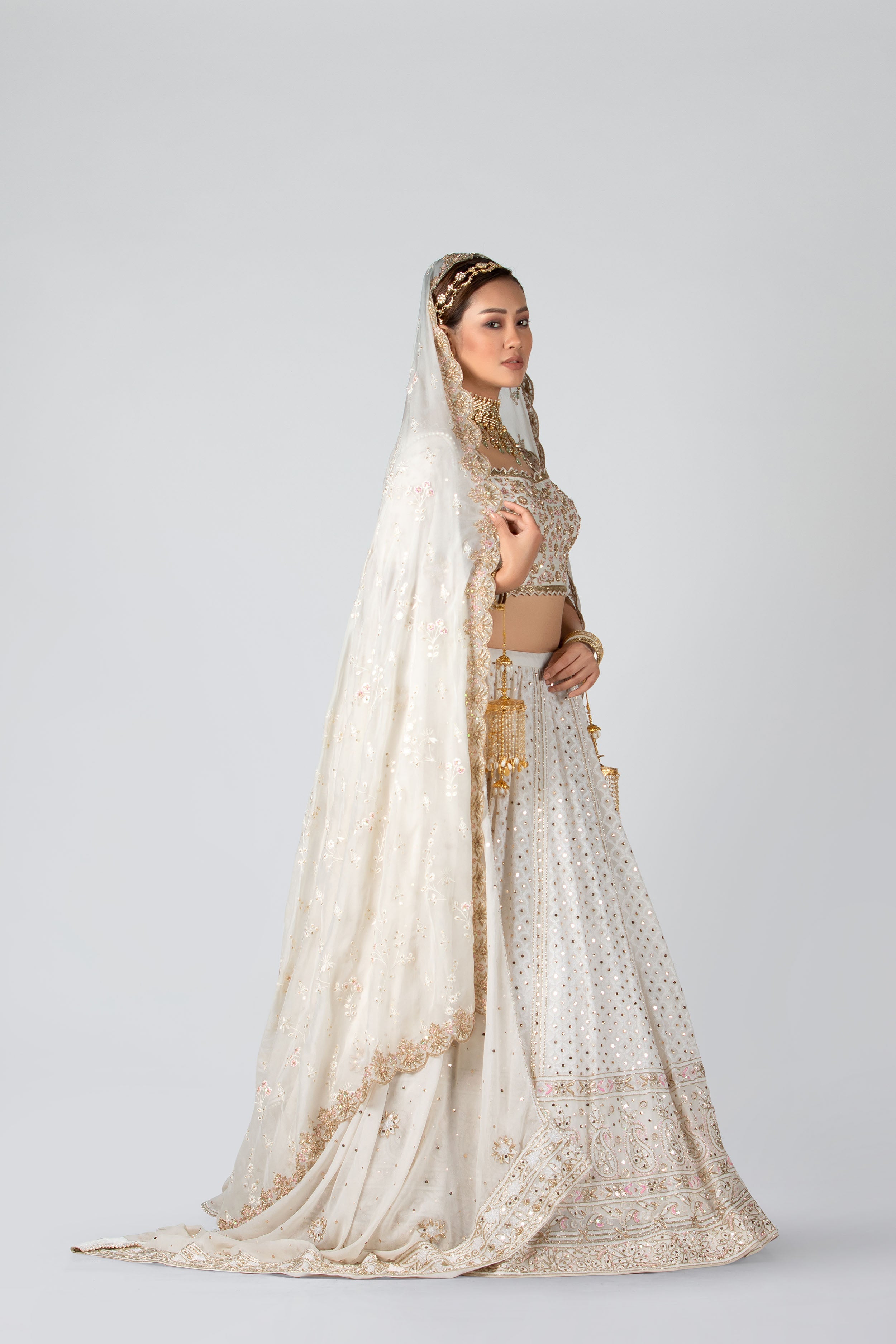 Suruchi Parakh - Off-White Hand Embroidered Bridal Lehenga Set