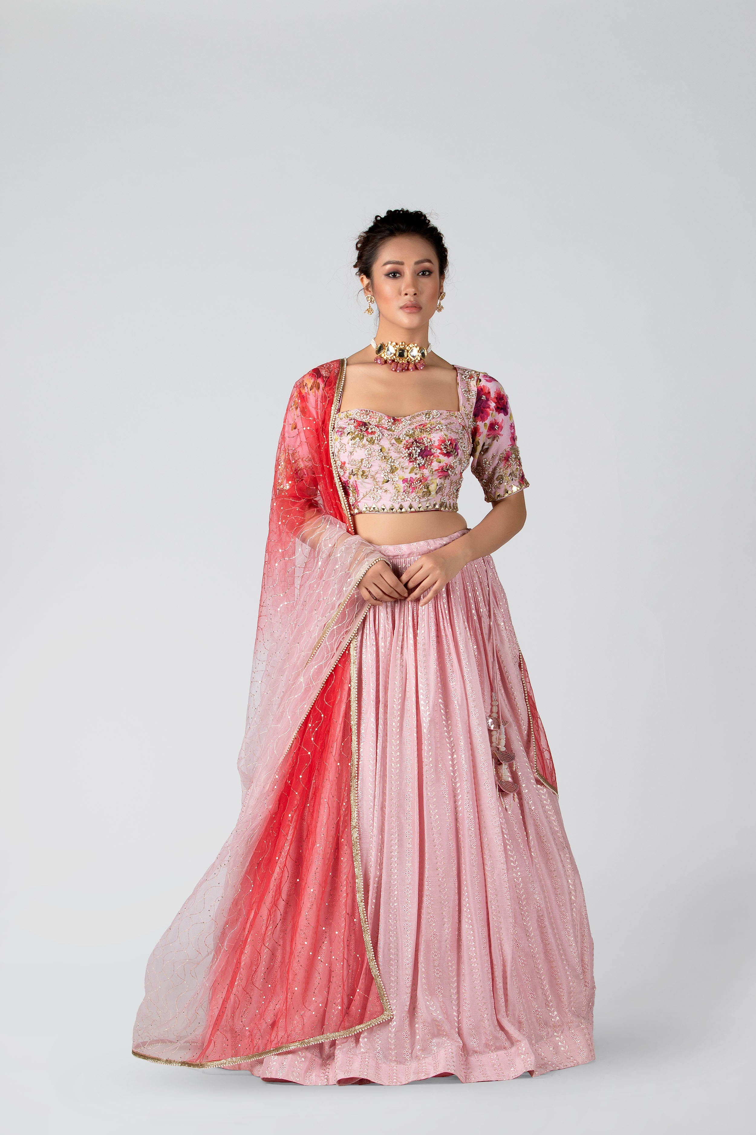Suruchi Parakh - Blush Pink Embroidered Skirt Set