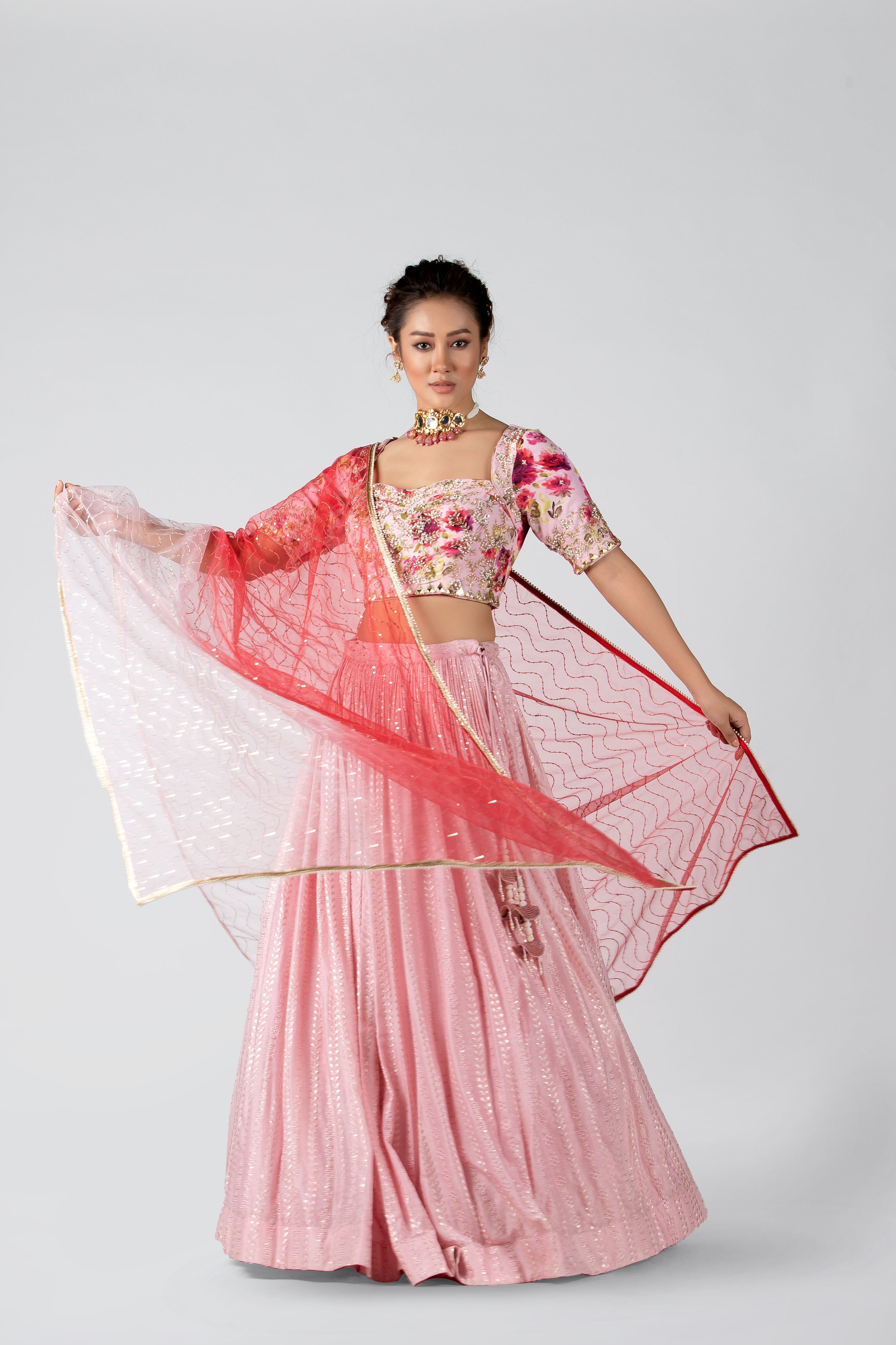 Suruchi Parakh - Blush Pink Embroidered Skirt Set