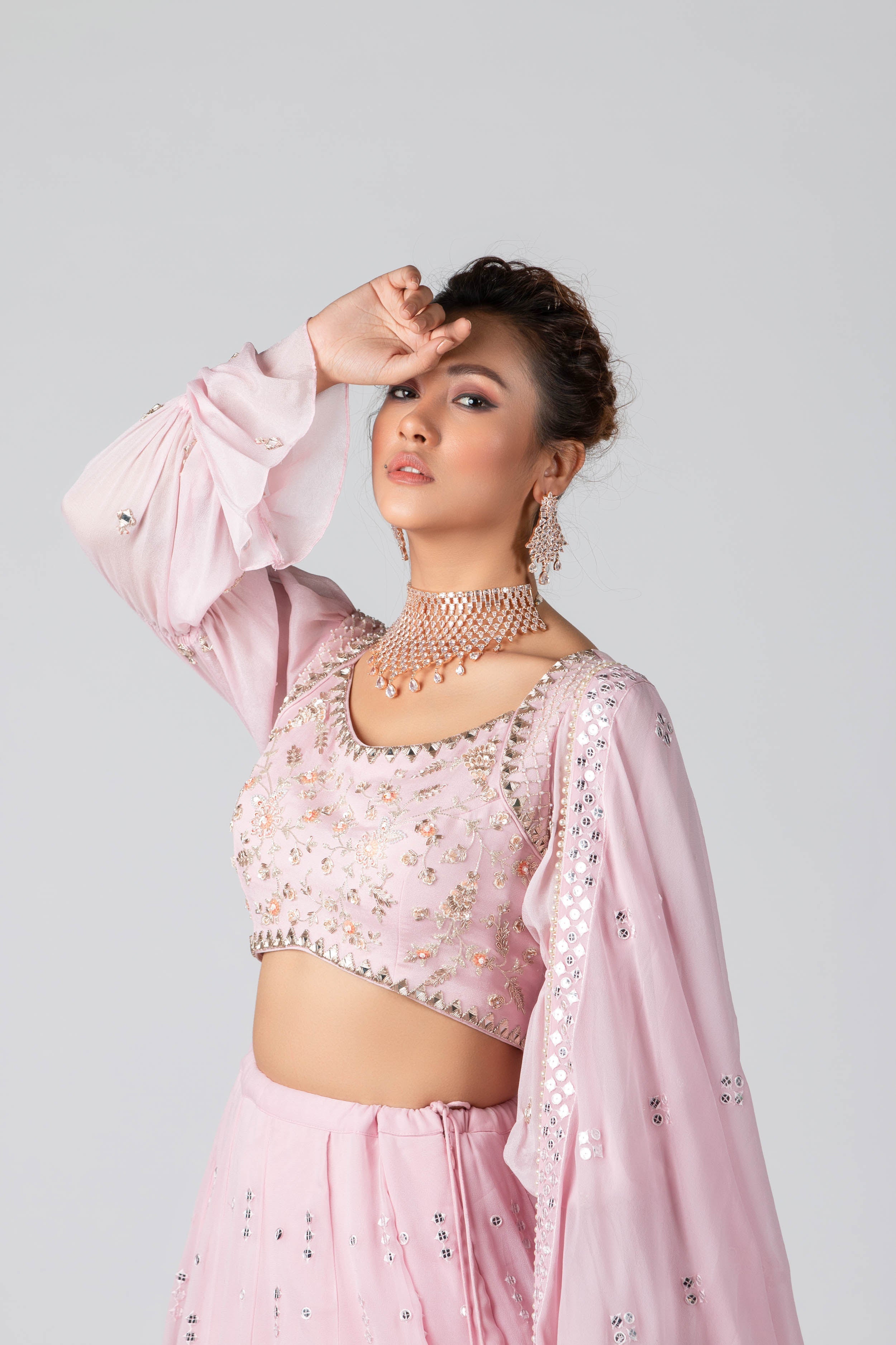 Suruchi Parakh - Baby Pink Embroidered Skirt Set