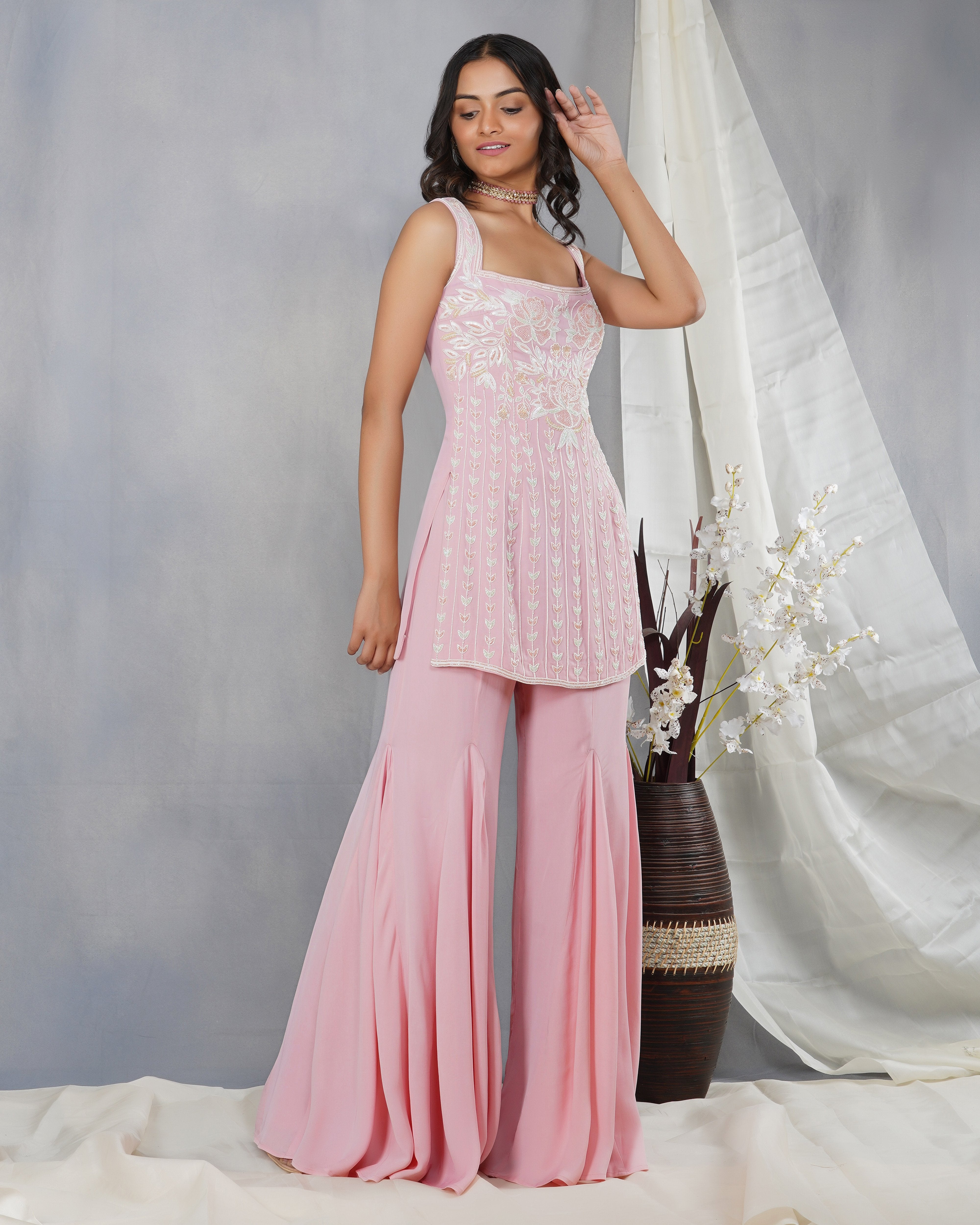 CY Dipti Chhabra Inaaya - Rose Floral Embroidered Kurta Set Front 2