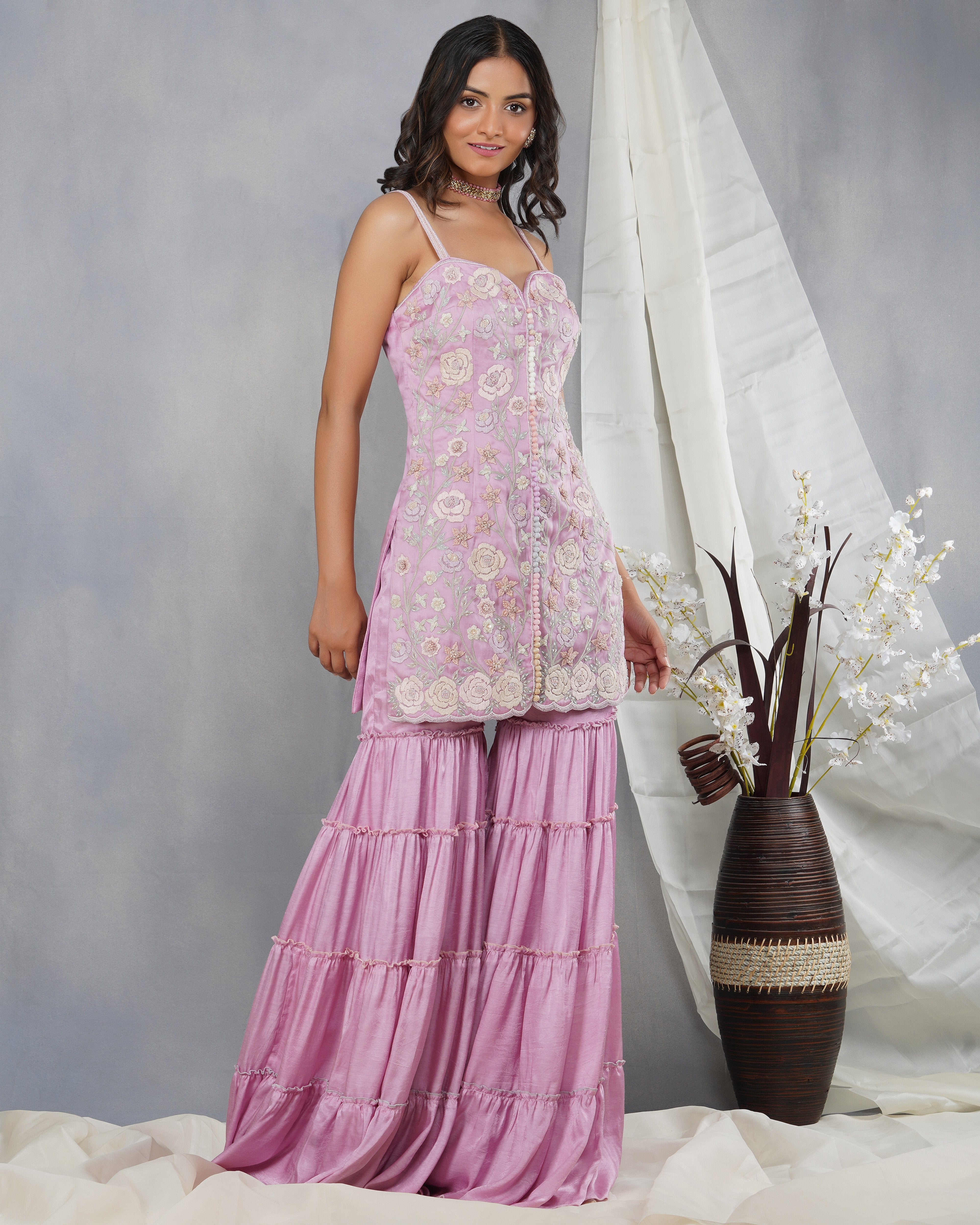 CY Dipti Chhabra Iram - Anker Thread Floral Embroidered Kurta Set Front 2