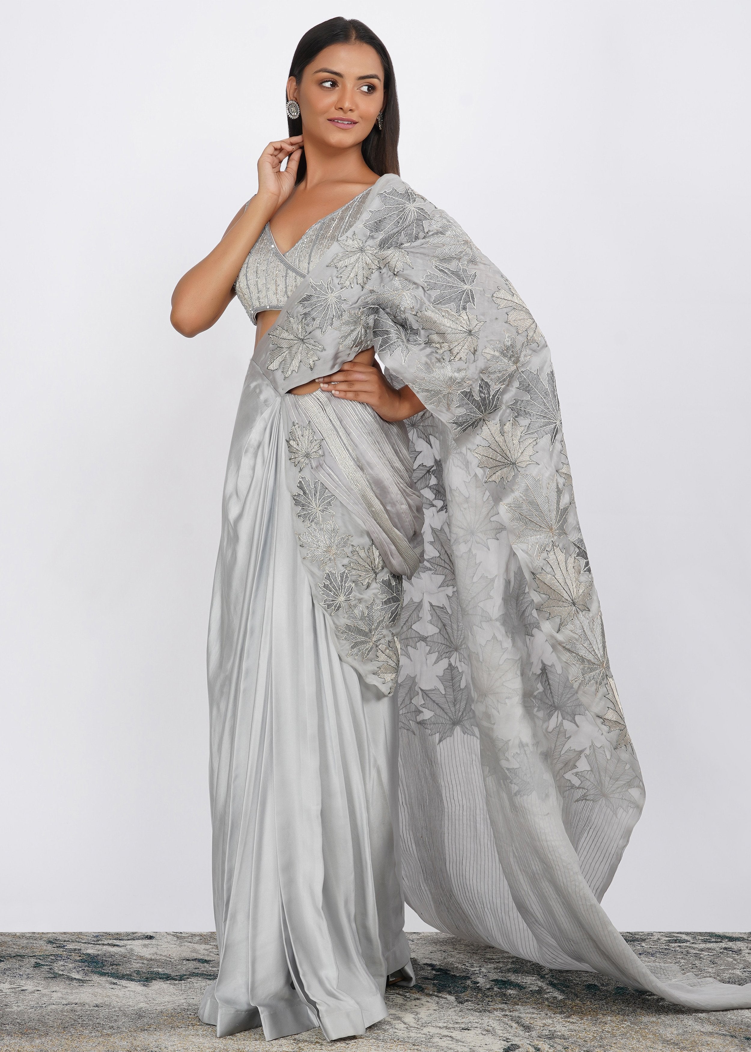 CY Dipti Chhabra Liyana - Zari Cord Hand Crafted Saree Set Front 1