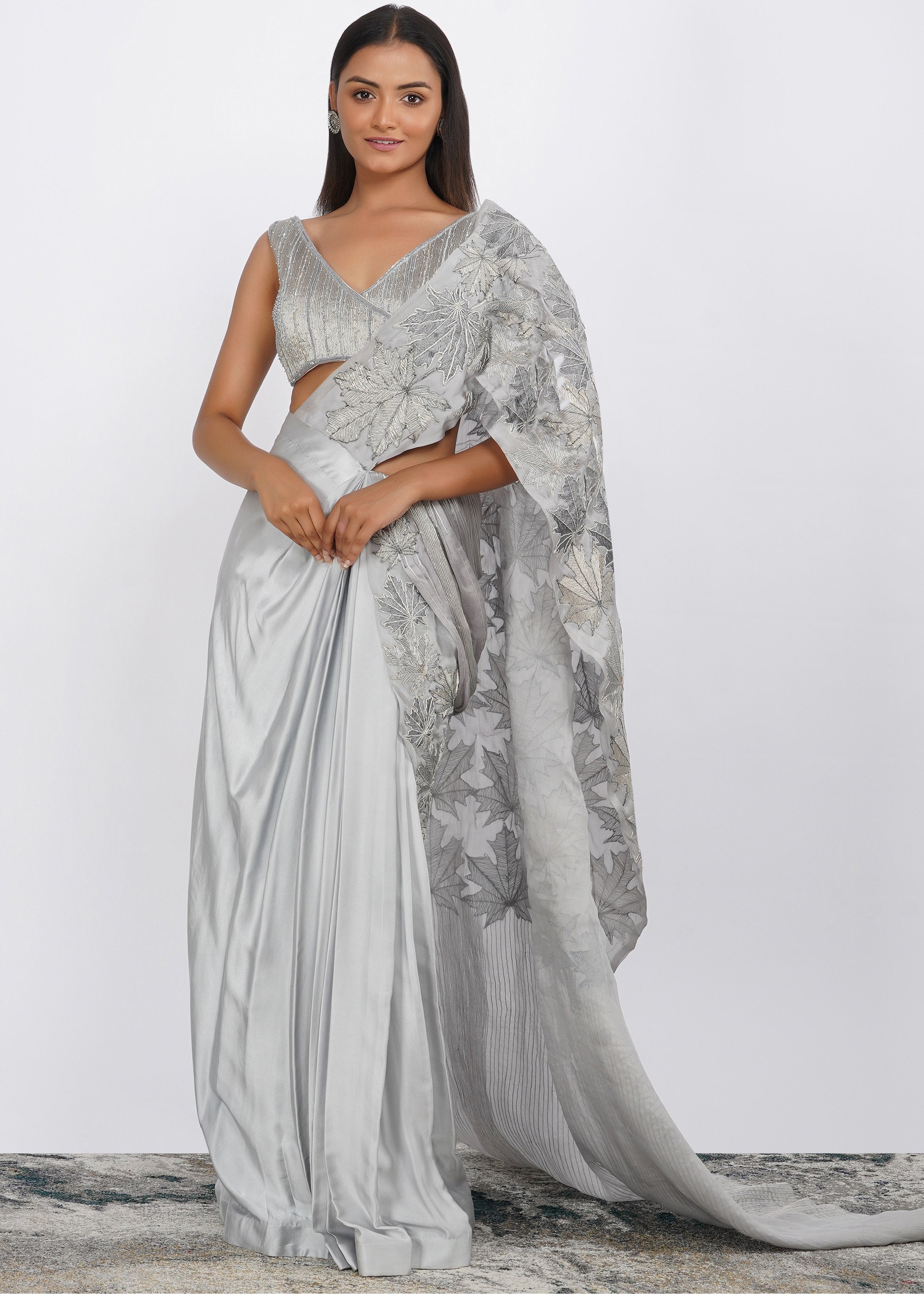 CY Dipti Chhabra Liyana - Zari Cord Hand Crafted Saree Set Front 2