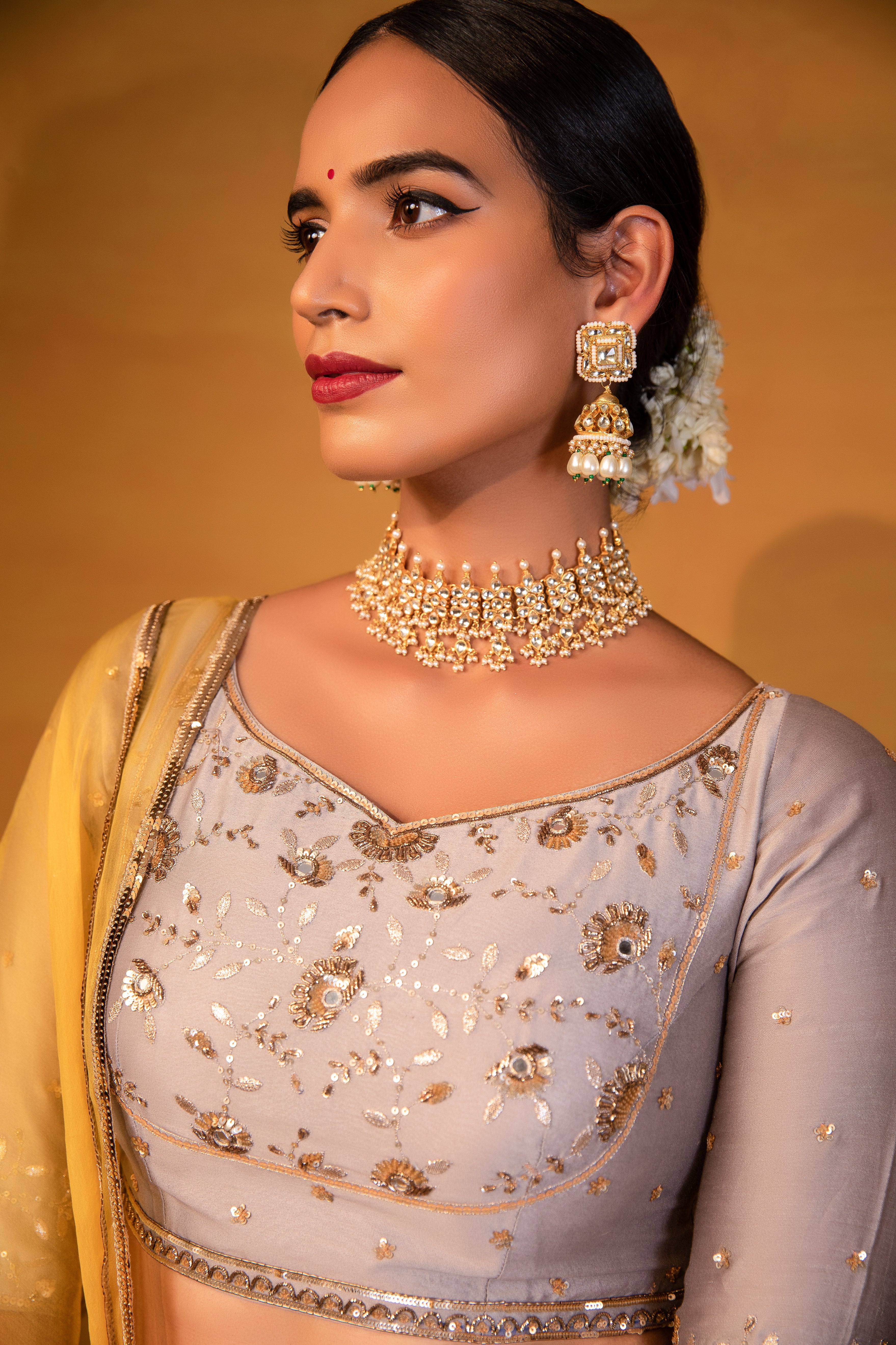 Esha Koul - Grey Embroidered Lehenga Set