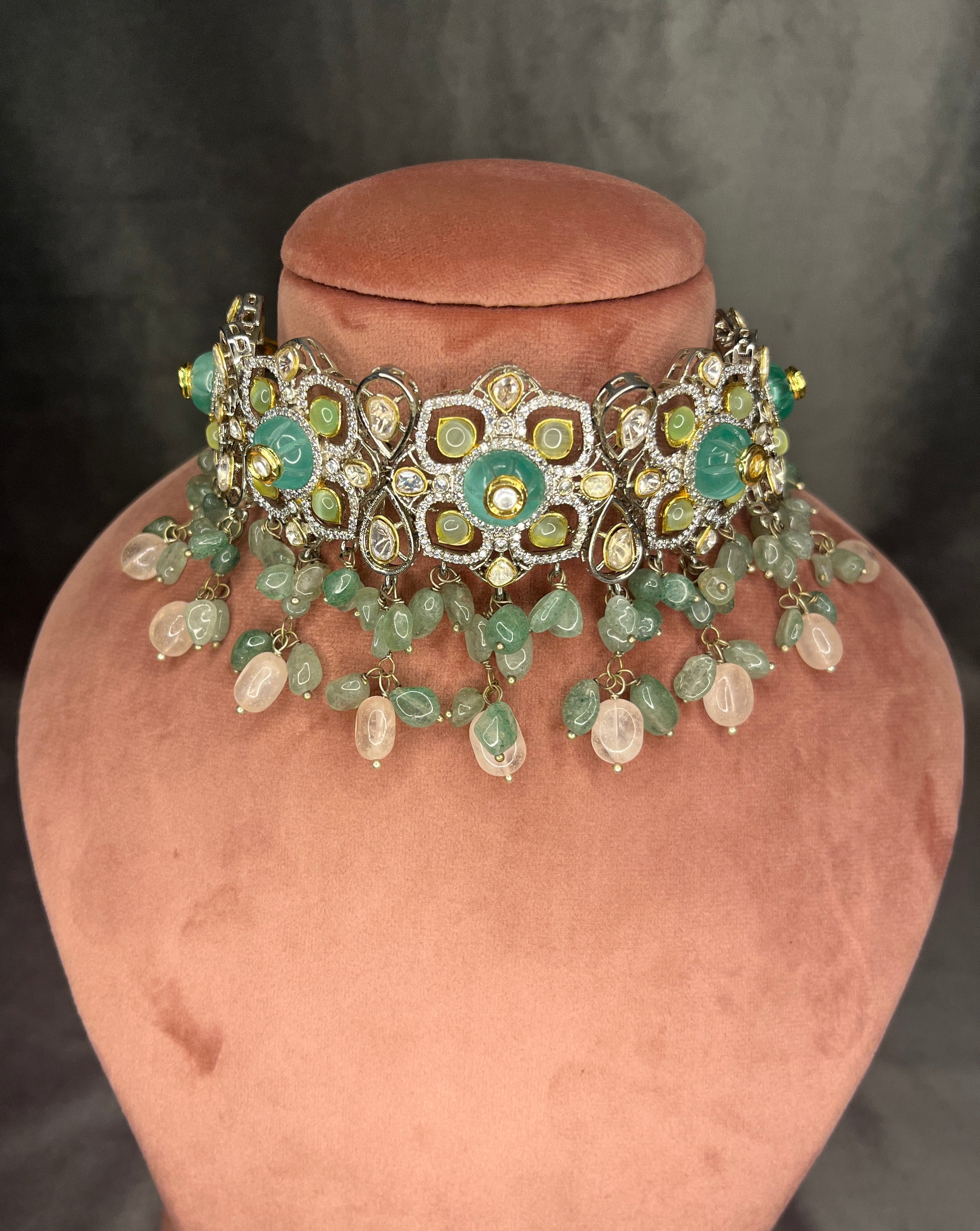 Emerald Mesh Paradise Necklace Set