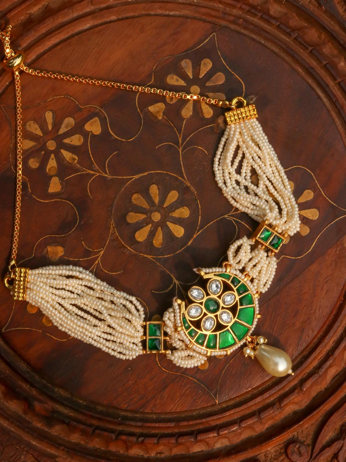 Bracelet With Pearl Drop - 1 - Green - Zevar King