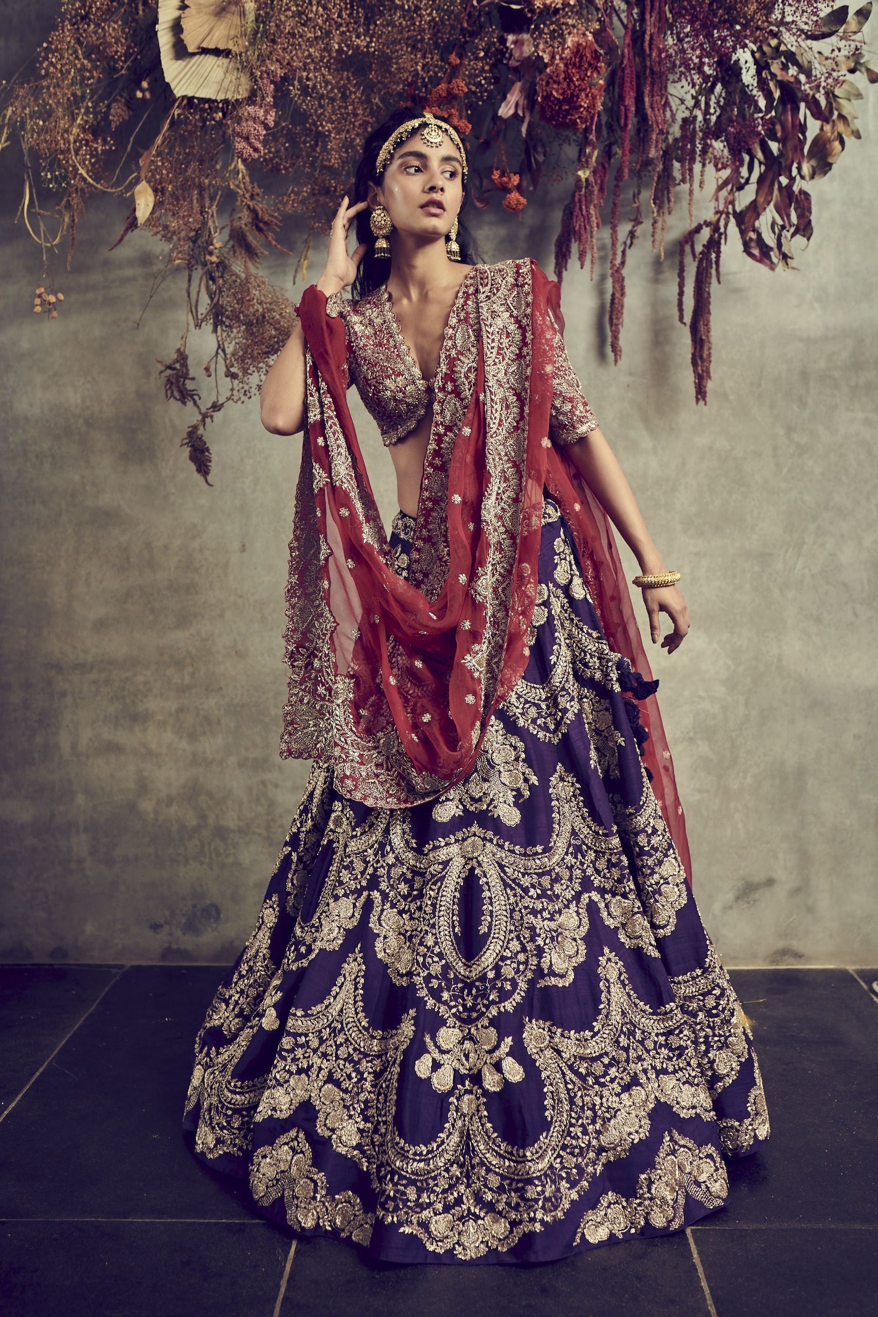 Jayanti Reddy - Purple Embroidered Lehenga Set