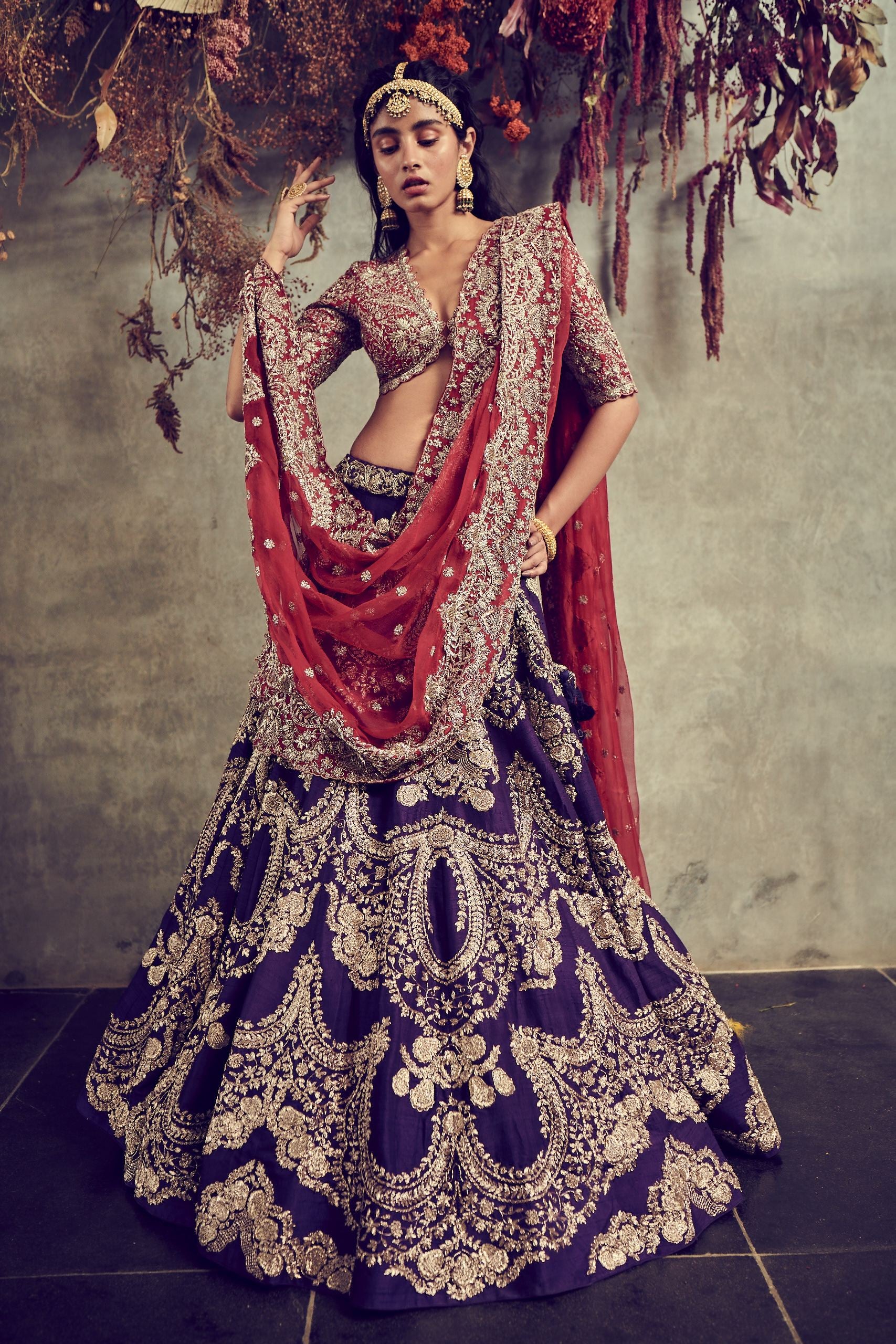 Jayanti Reddy - Purple Embroidered Lehenga Set