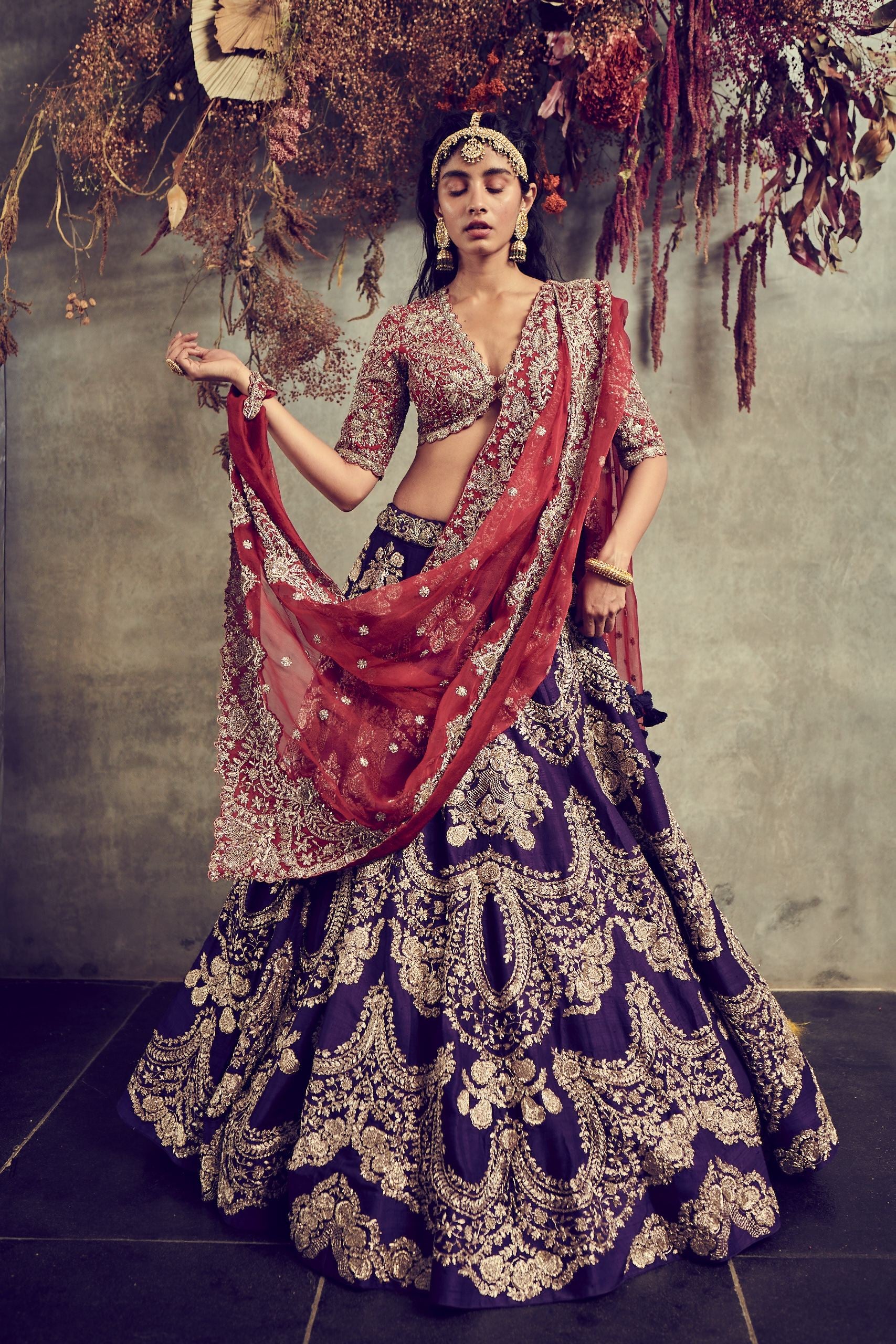Jayanti Reddy - Purple Embroidered Lehenga Set
