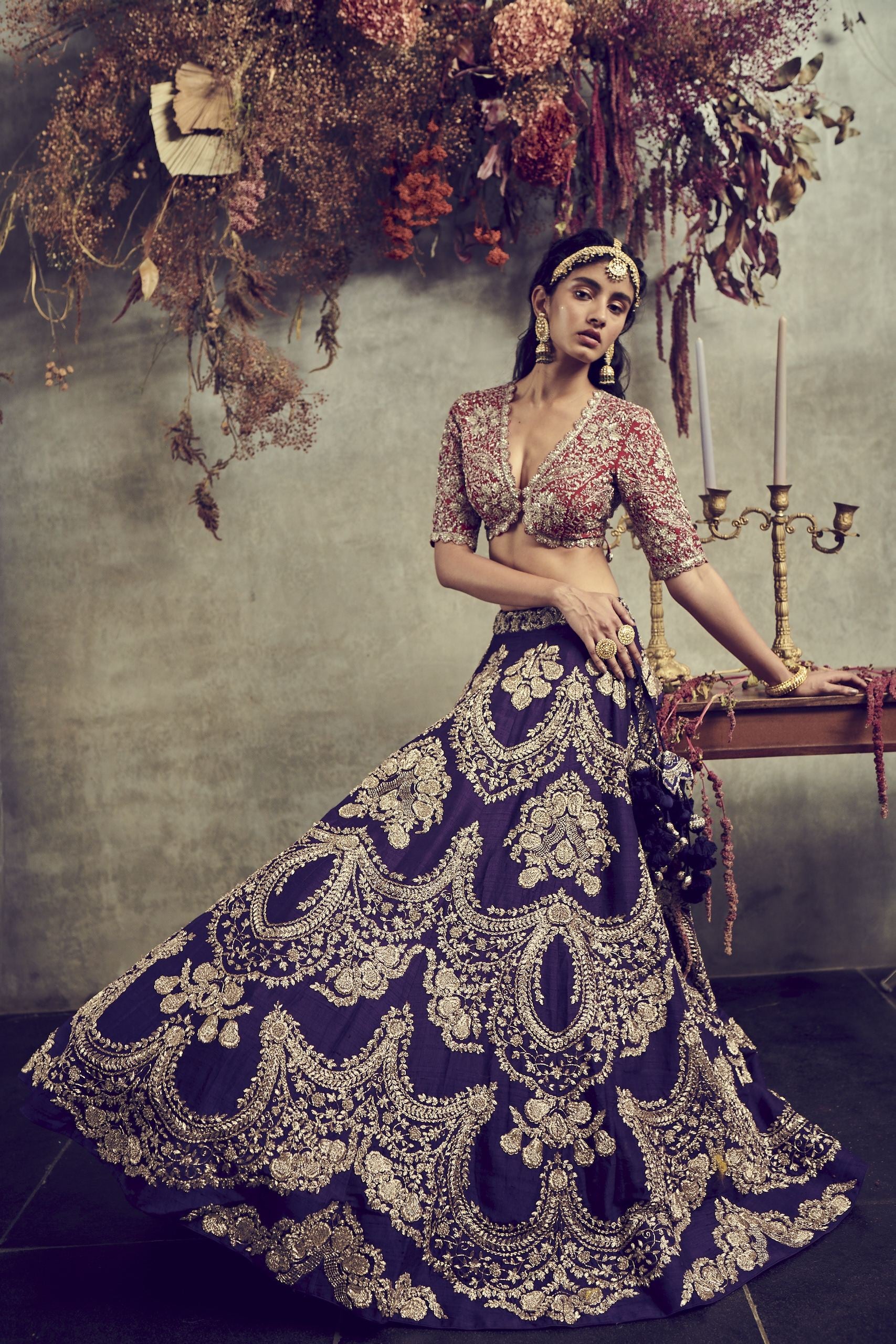 Jayanti Reddy - Purple Embroidered Lehenga Set