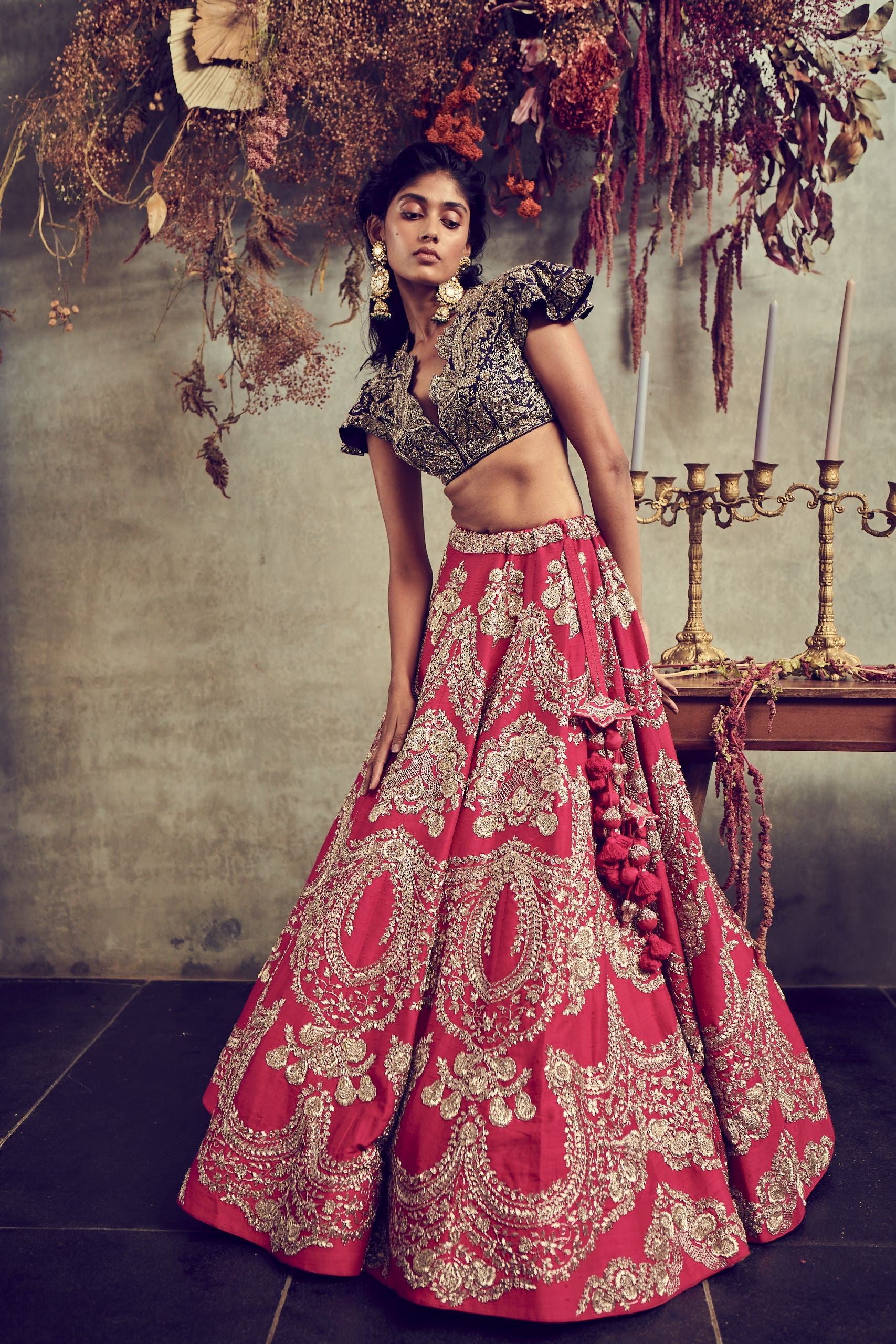 Jayanti Reddy - Red Embroidered Lehenga Set