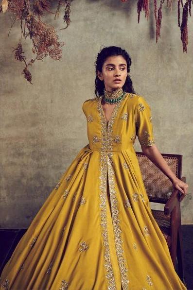 Jayanti Reddy - Mustard Embroidered Lehenga Set