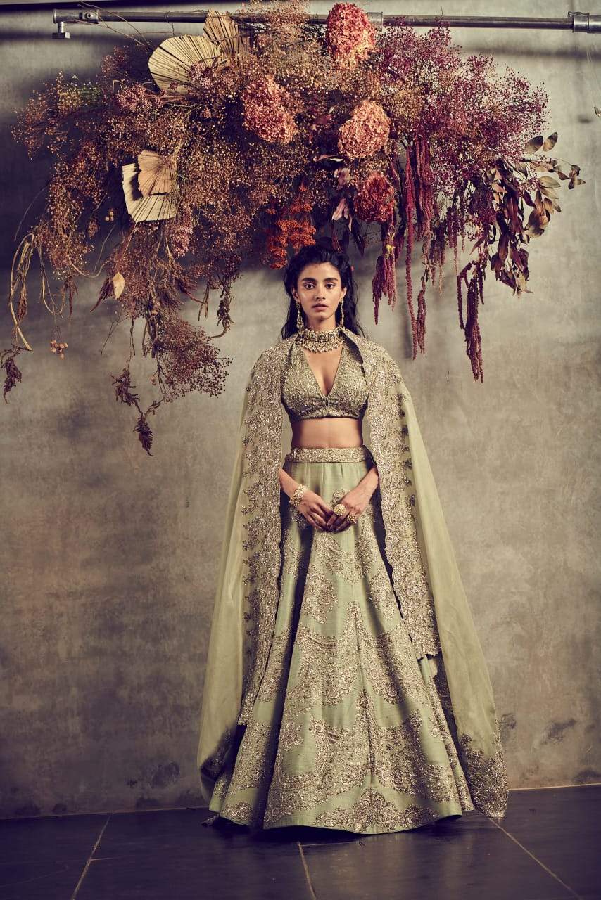 Jayanti Reddy - Mint Green Embroidered Lehenga Set