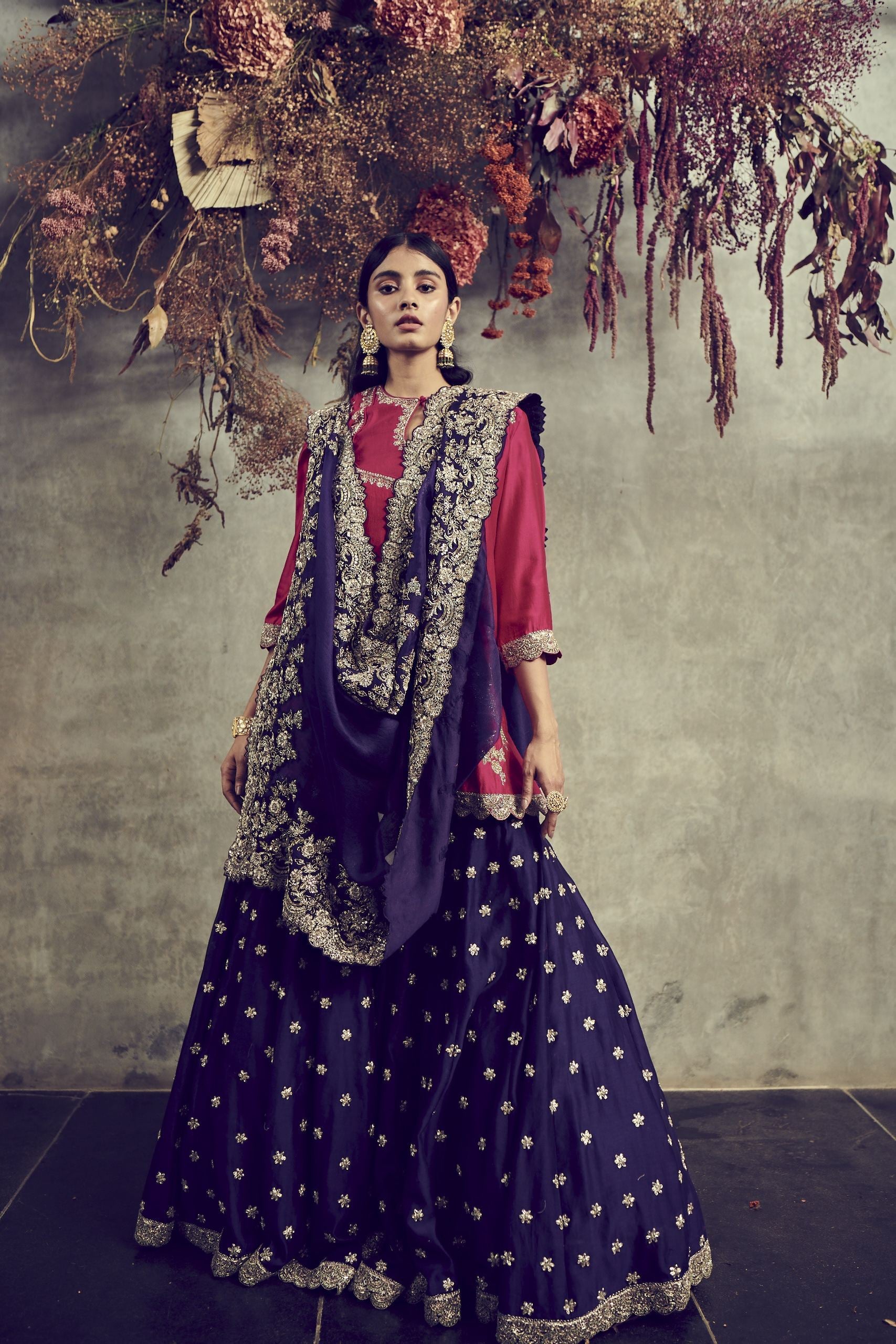 Jayanti Reddy - Purple Embroidered Sharara With A Short Kurta