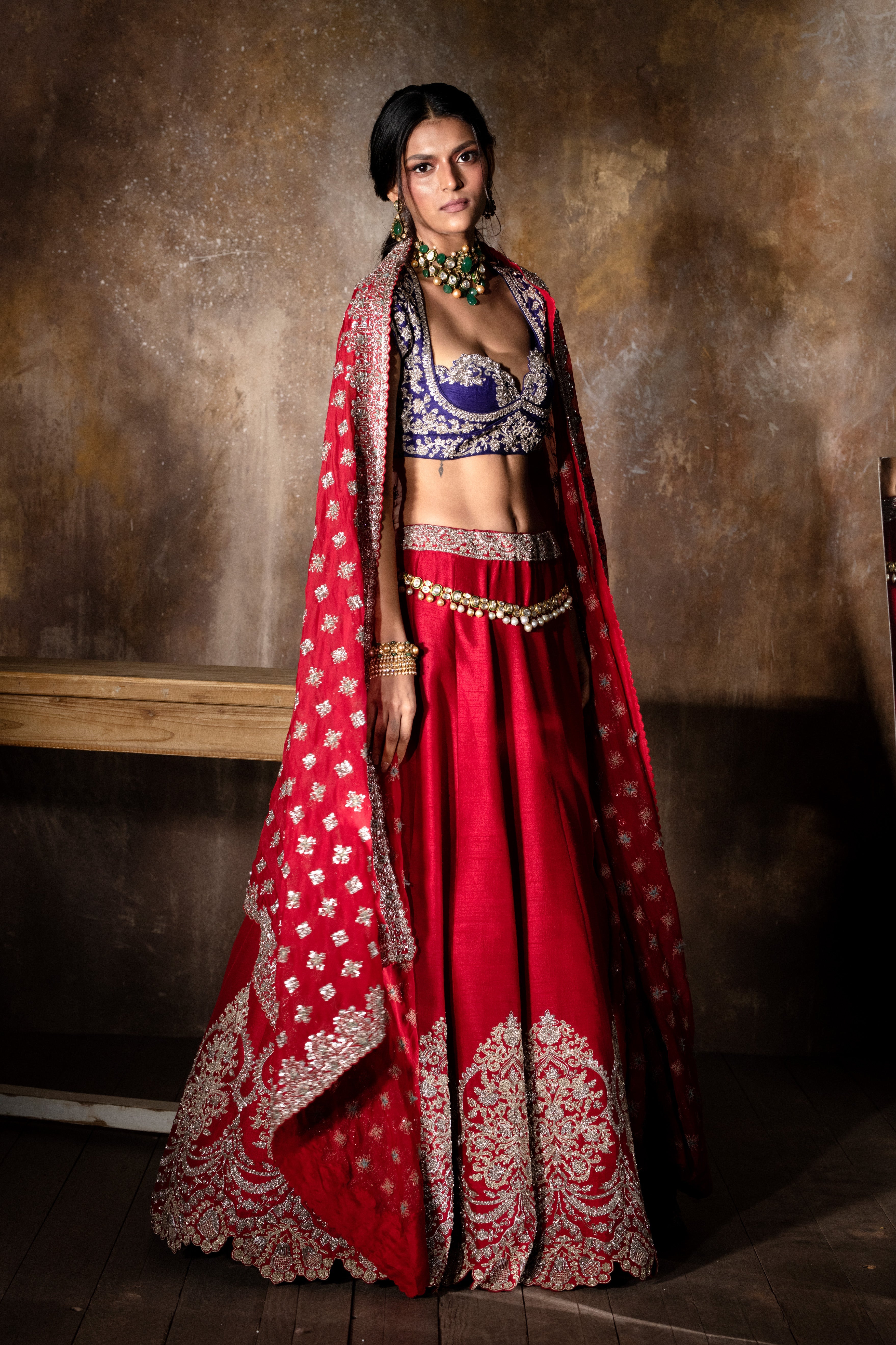 Jayanti Reddy - Red Embroidered Lehenga Set