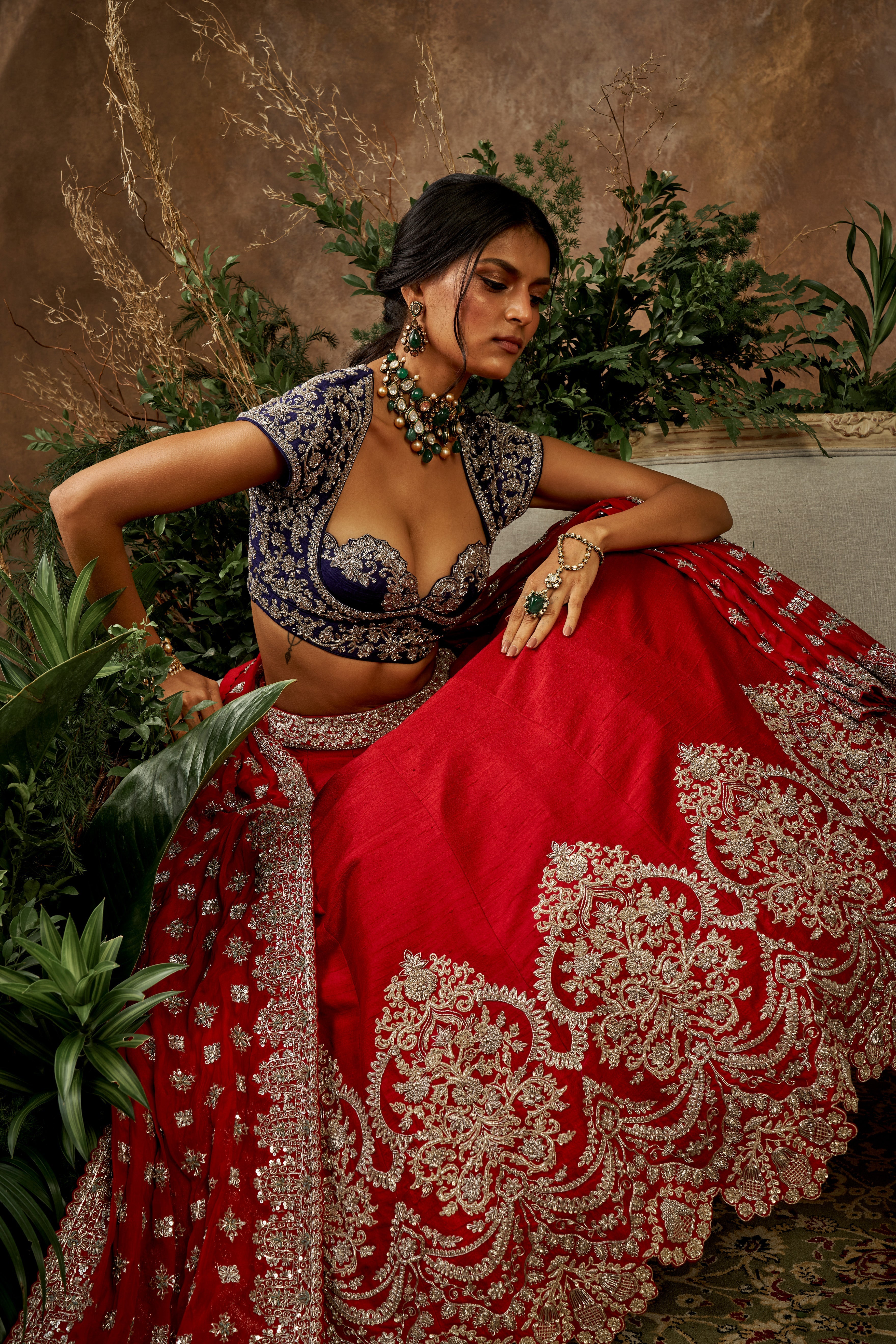 Jayanti Reddy - Red Embroidered Lehenga Set