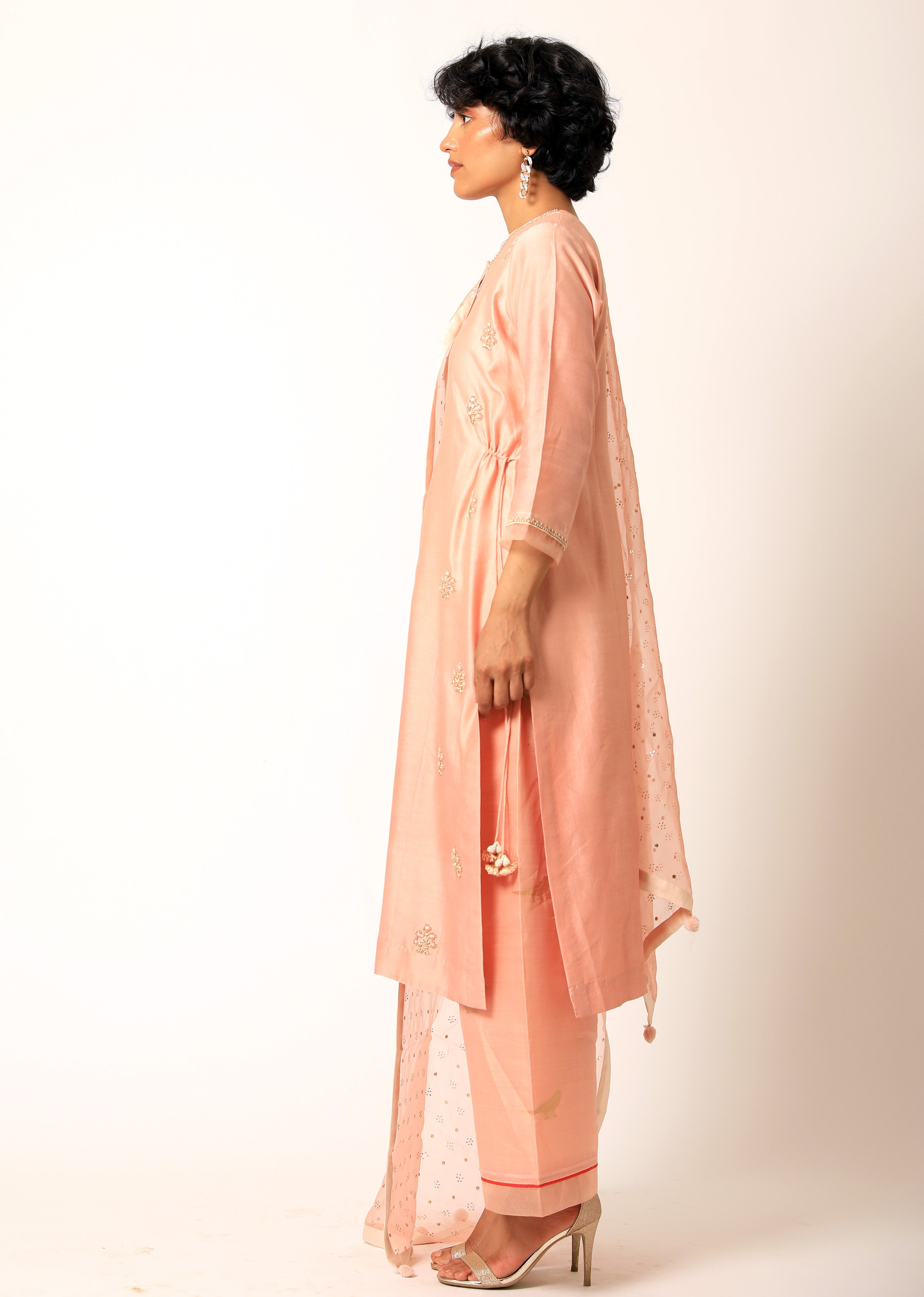 Romaa - Peach Embroidered Kurta Set
