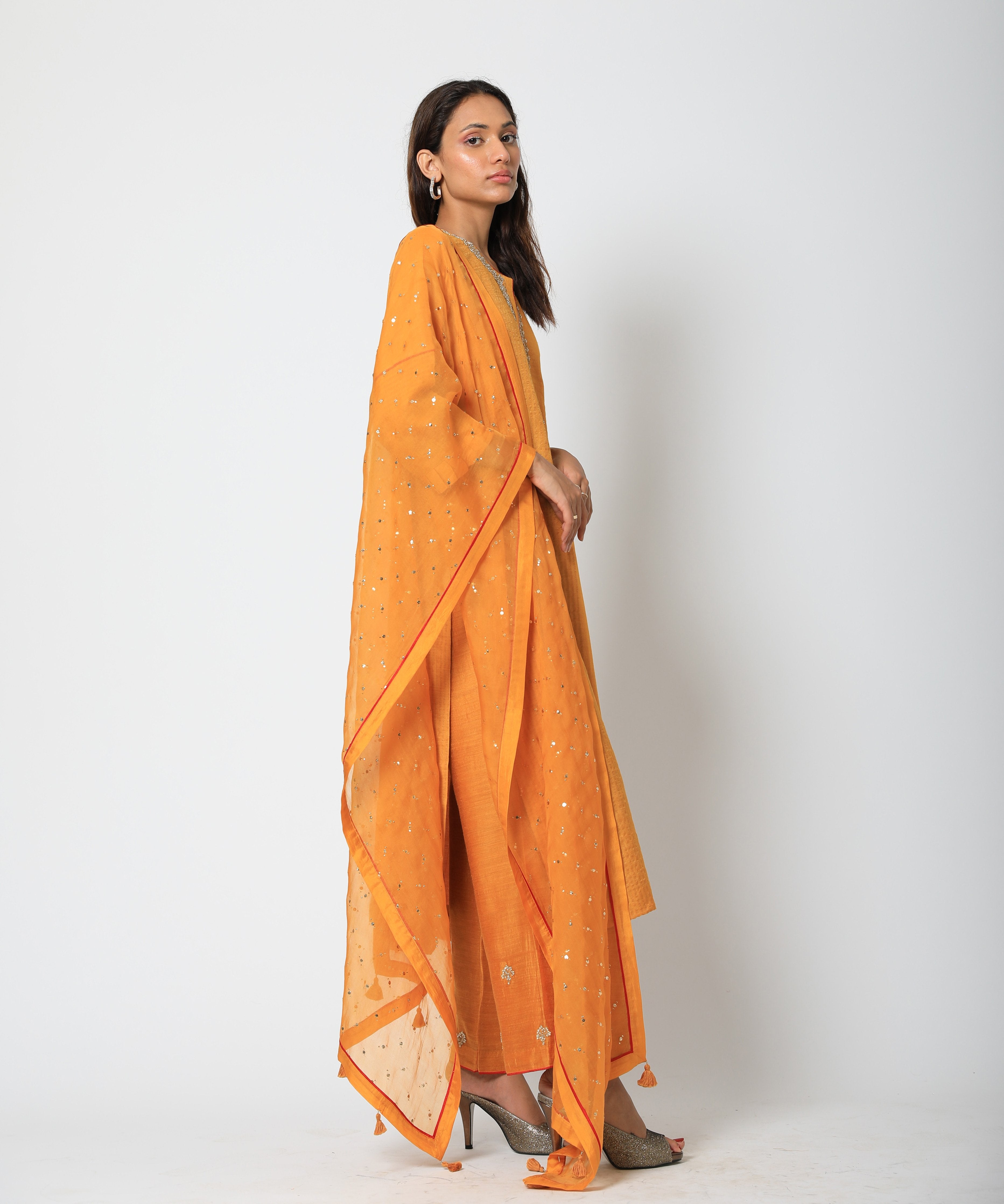 Romaa - Mango Yellow Embroidered Kurta Set