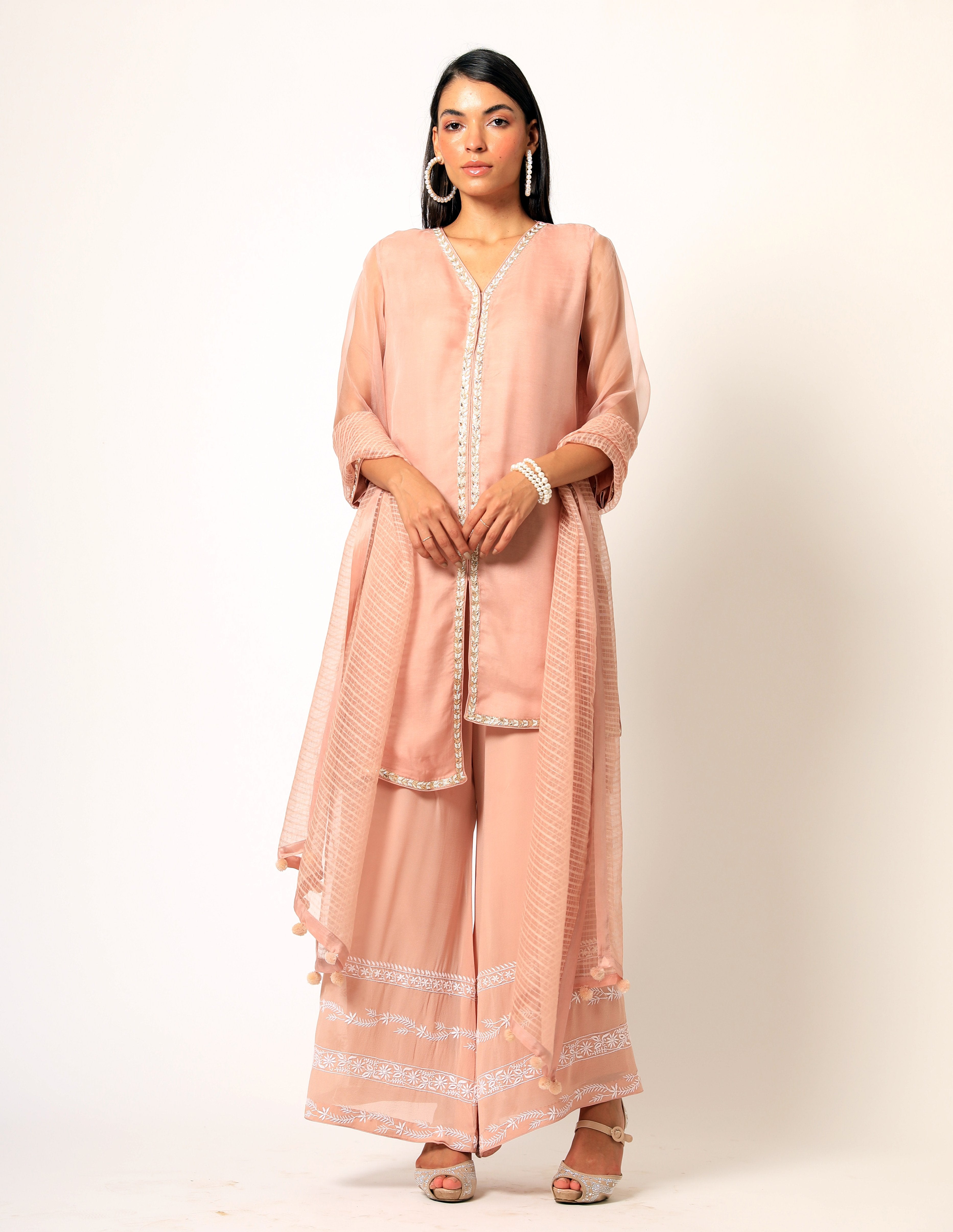 Romaa - Blush Pink Embroidered Kurta Set