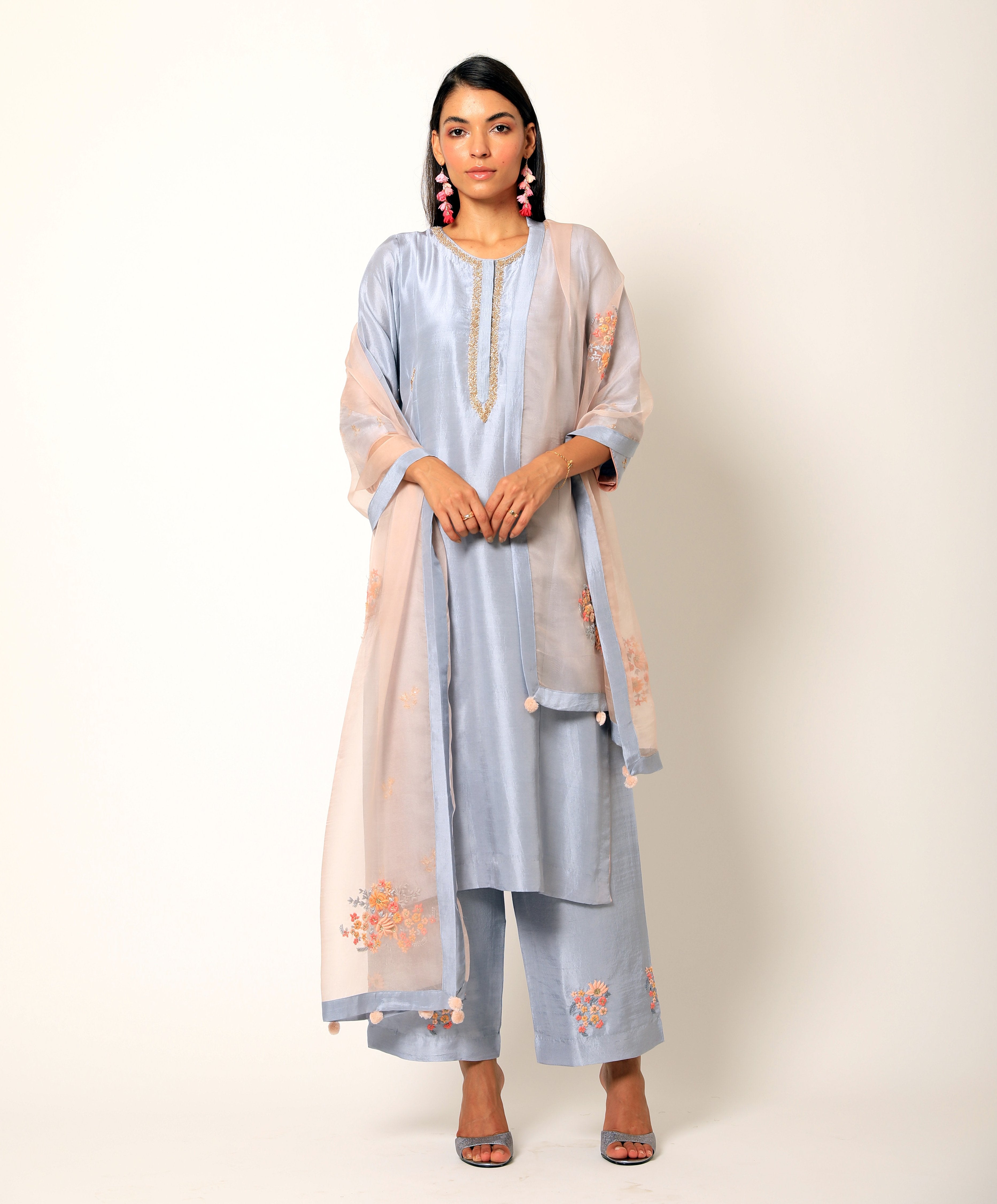 Romaa - Sky Blue Embroidered Kurta Set
