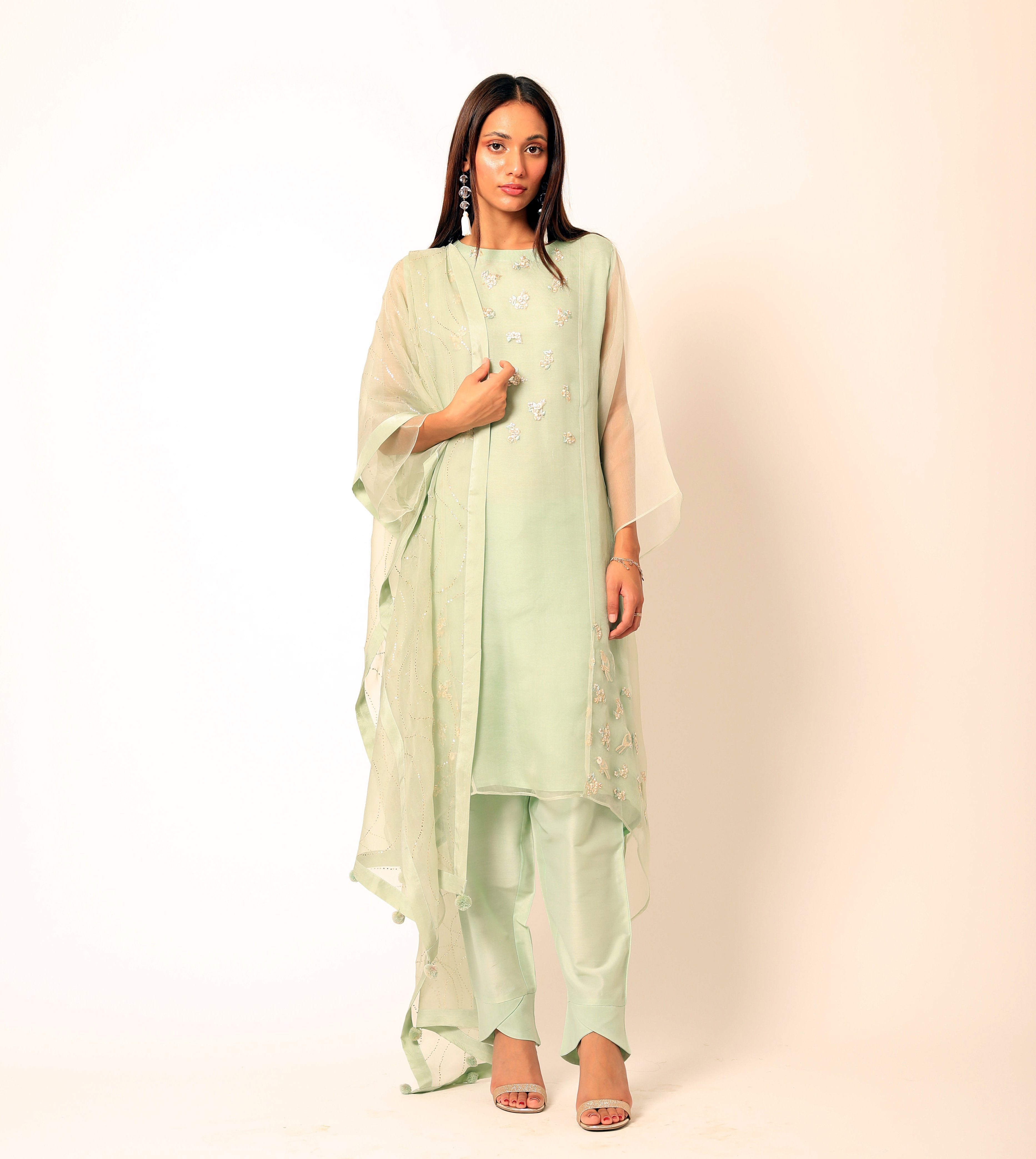Romaa - Mint Green Embroidered Kurta Set