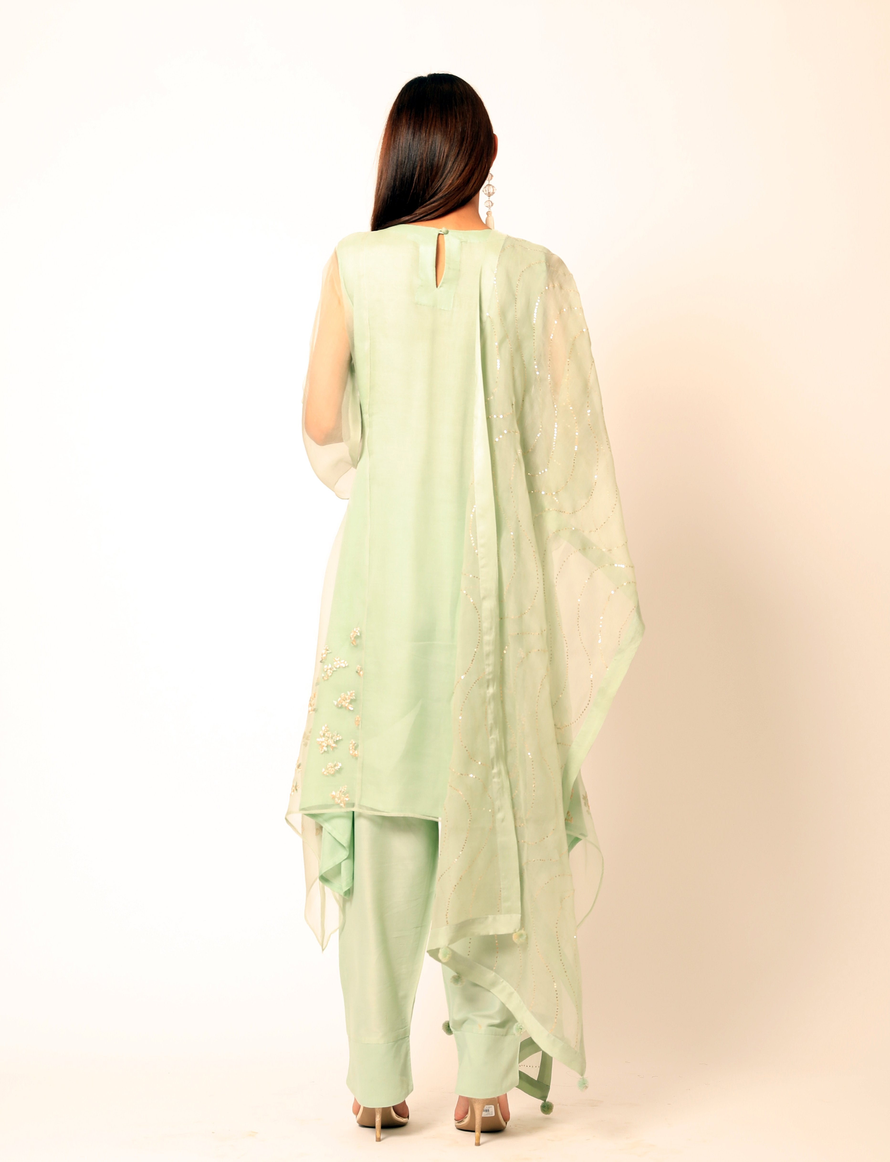 Romaa - Mint Green Embroidered Kurta Set