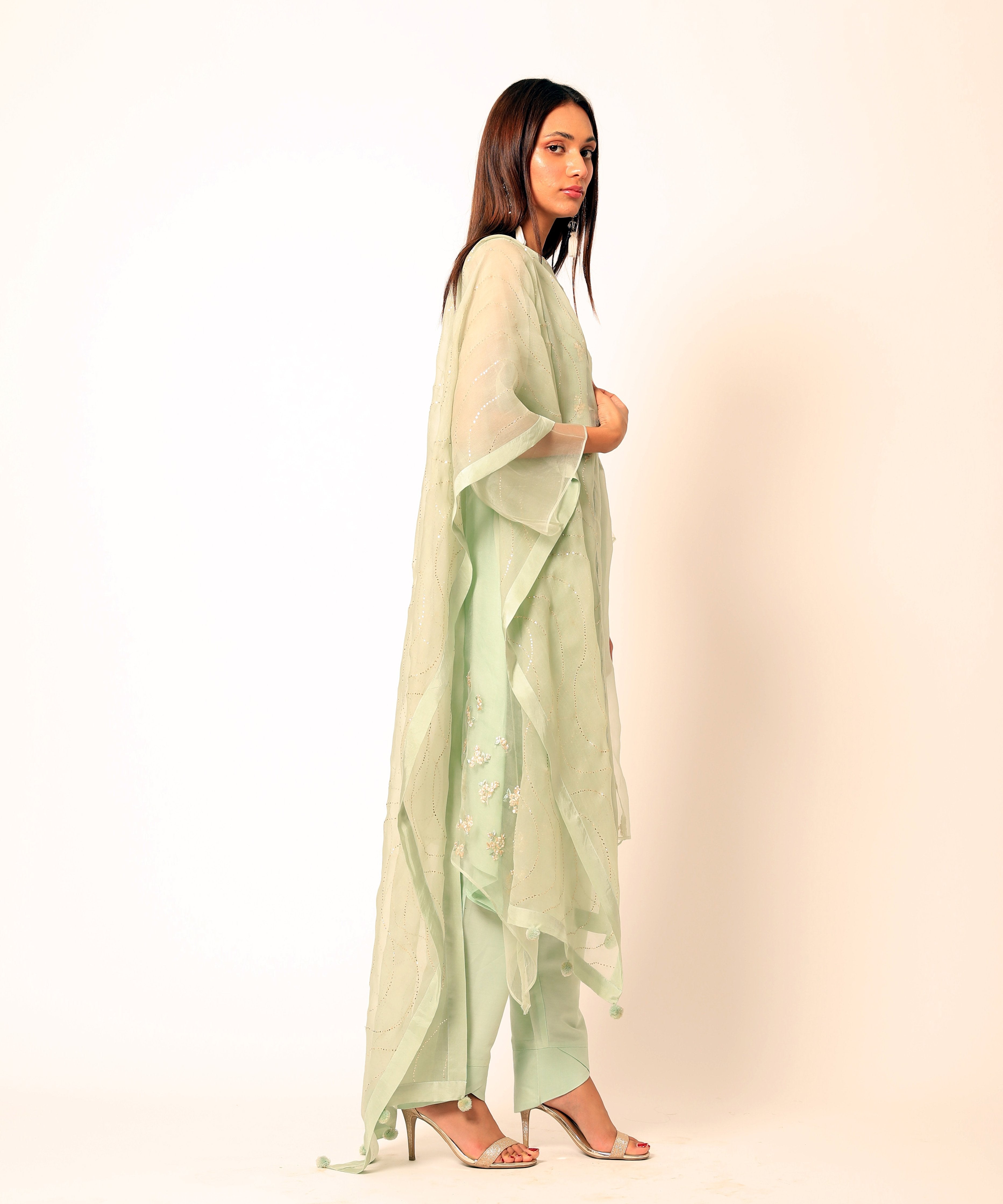 Romaa - Mint Green Embroidered Kurta Set