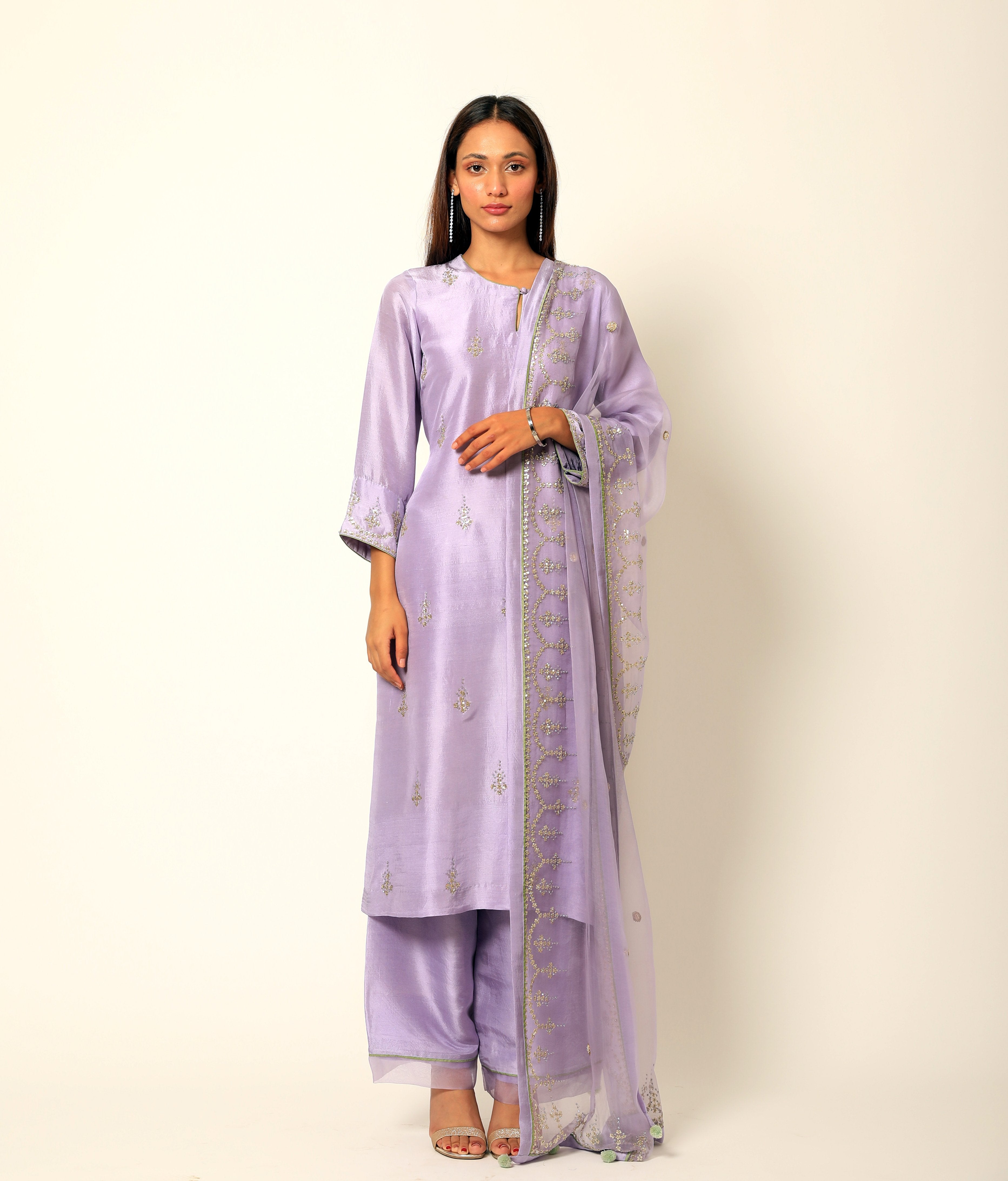 Romaa - Purple Zardozi & Sequins Embroidered Kurta Set
