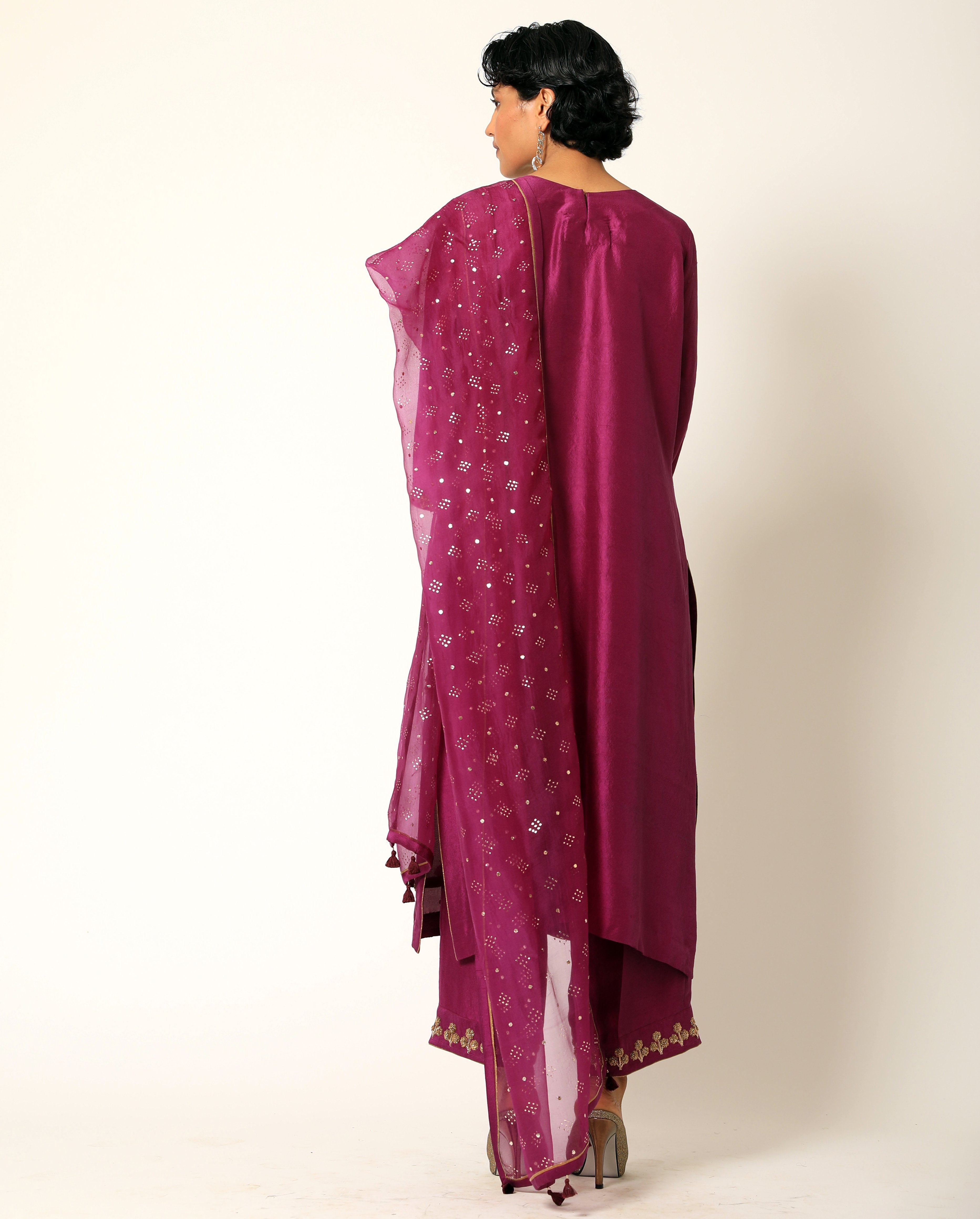 Romaa - Purple Embroidered Kurta Set
