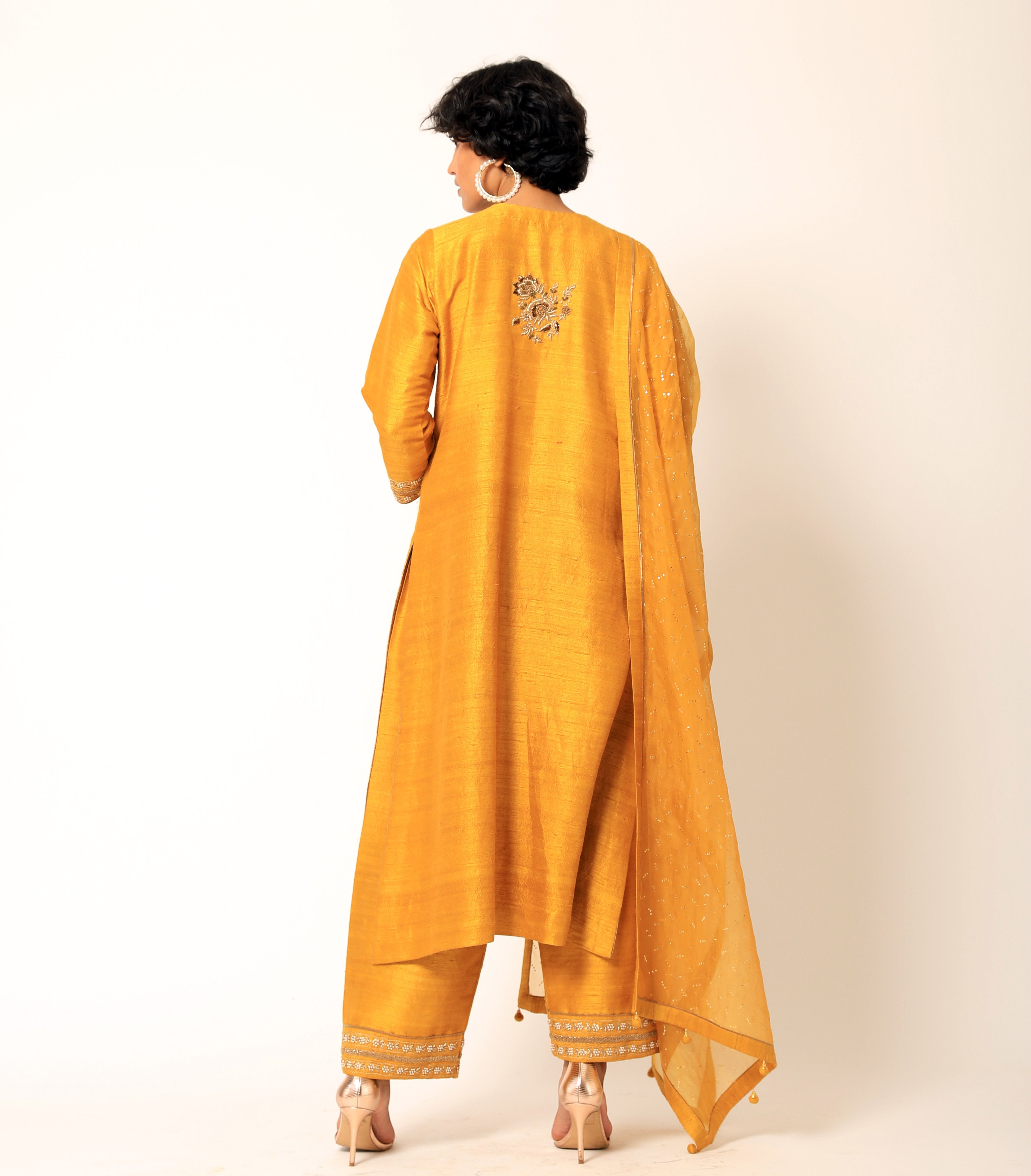 Romaa - Mustard Embroidered Kurta Set