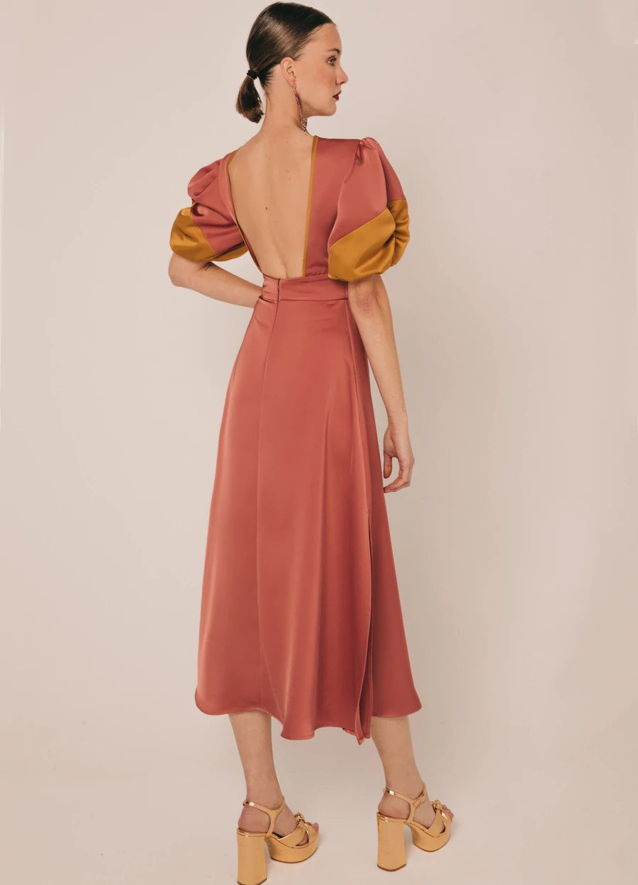 Khushboo & Pankaj - Rusty Red Keyhole Dress