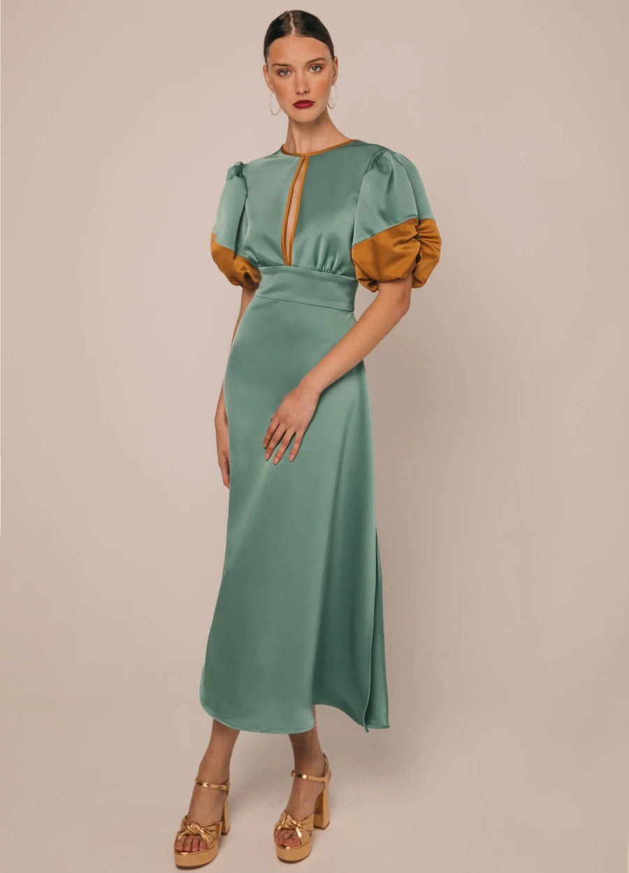 Khushboo & Pankaj - Sage Green Keyhole Dress
