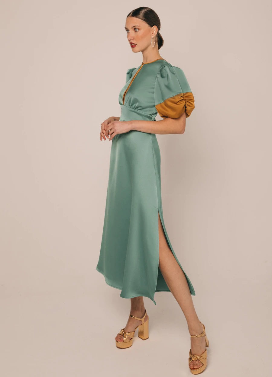 Khushboo & Pankaj - Sage Green Keyhole Dress