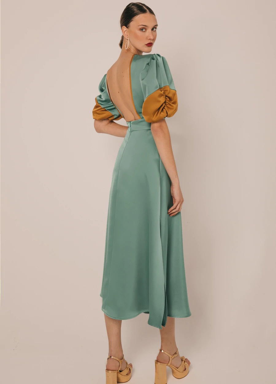 Khushboo & Pankaj - Sage Green Keyhole Dress