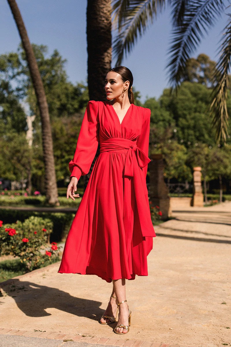 Khushboo & Pankaj - Coral Red Dress