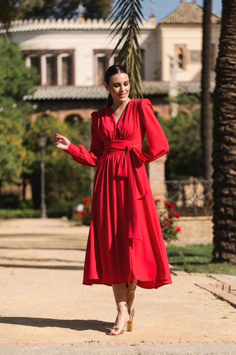 Khushboo & Pankaj - Coral Red Dress