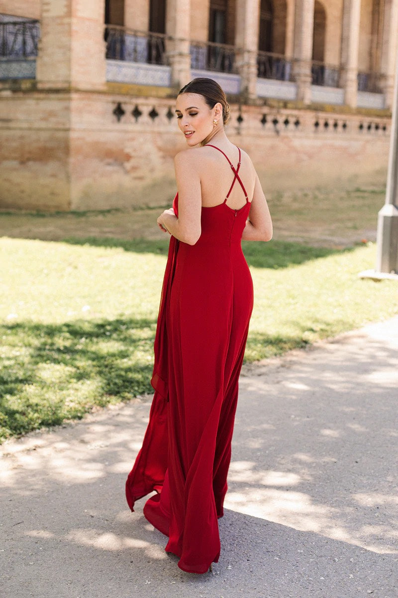 Khushboo & Pankaj - Blood Red Slit Dress